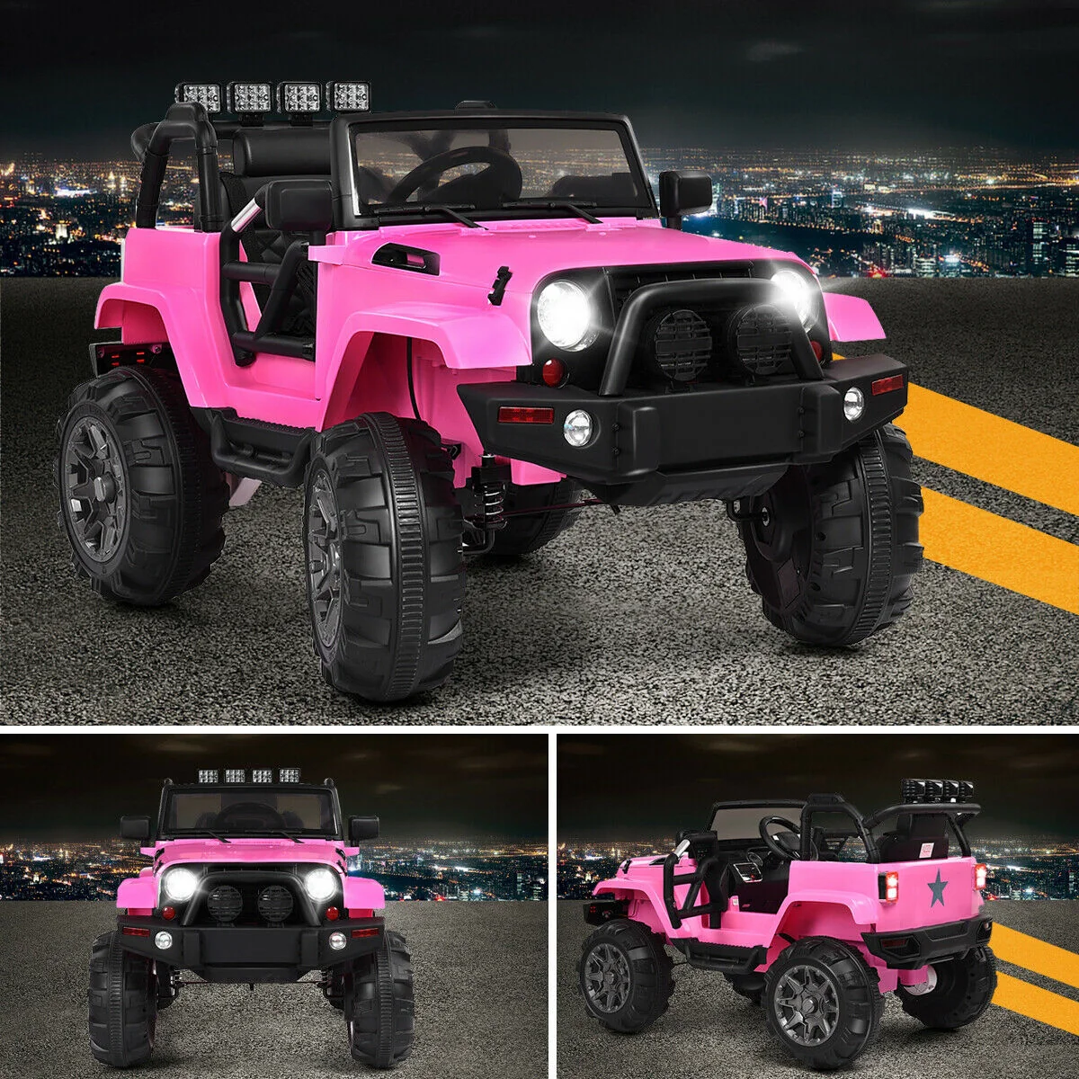 12V Kids Remote Control Riding Truck Car, Pink - Image 4