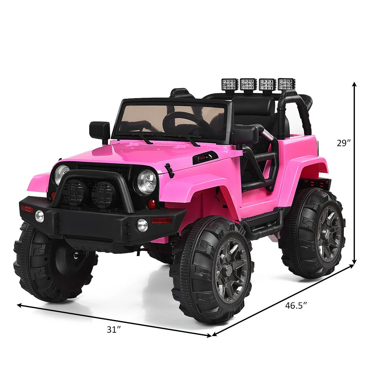 12V Kids Remote Control Riding Truck Car, Pink - Image 6