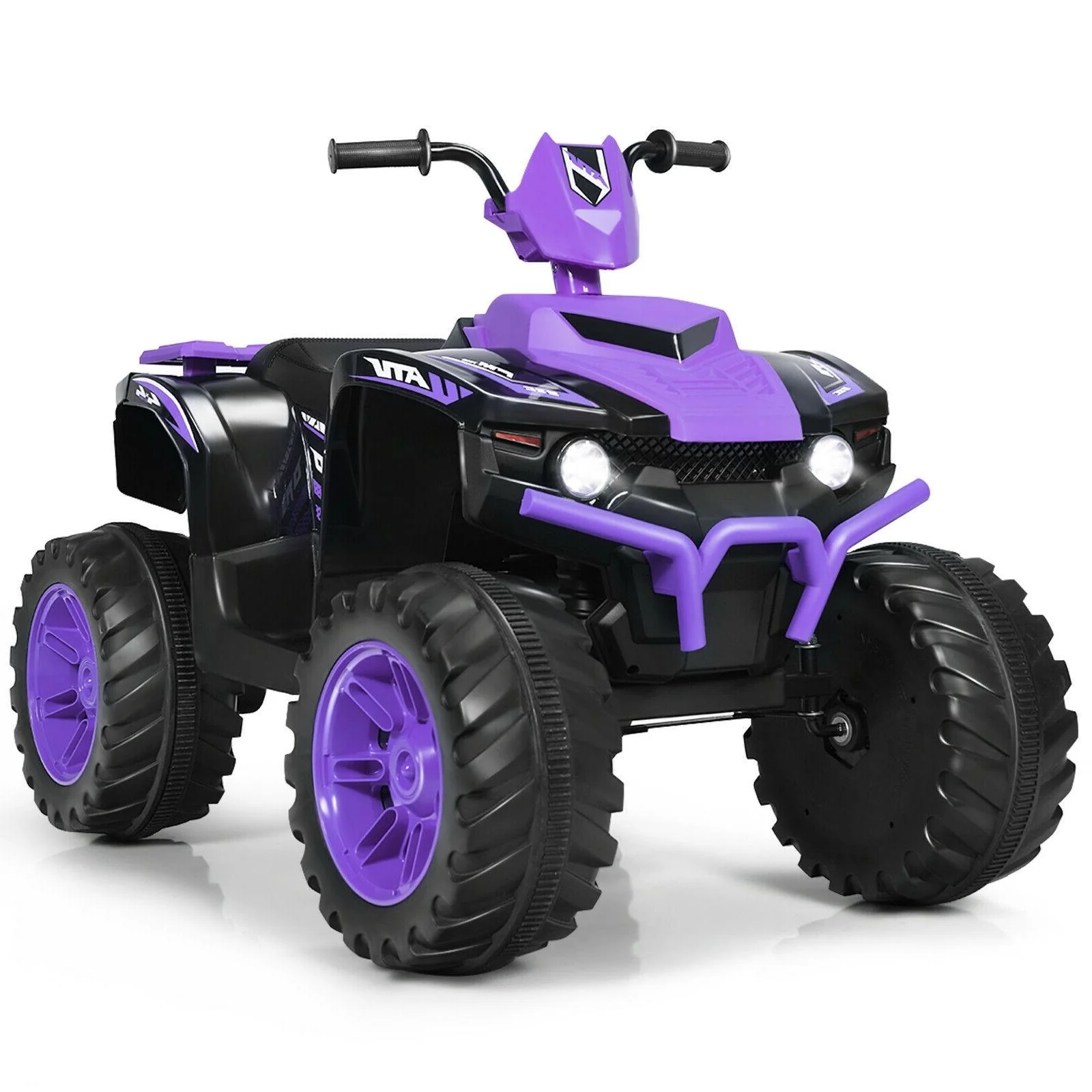 12V Kids Ride On ATV, LED Lights, Treaded Tires, Purple - Image 3