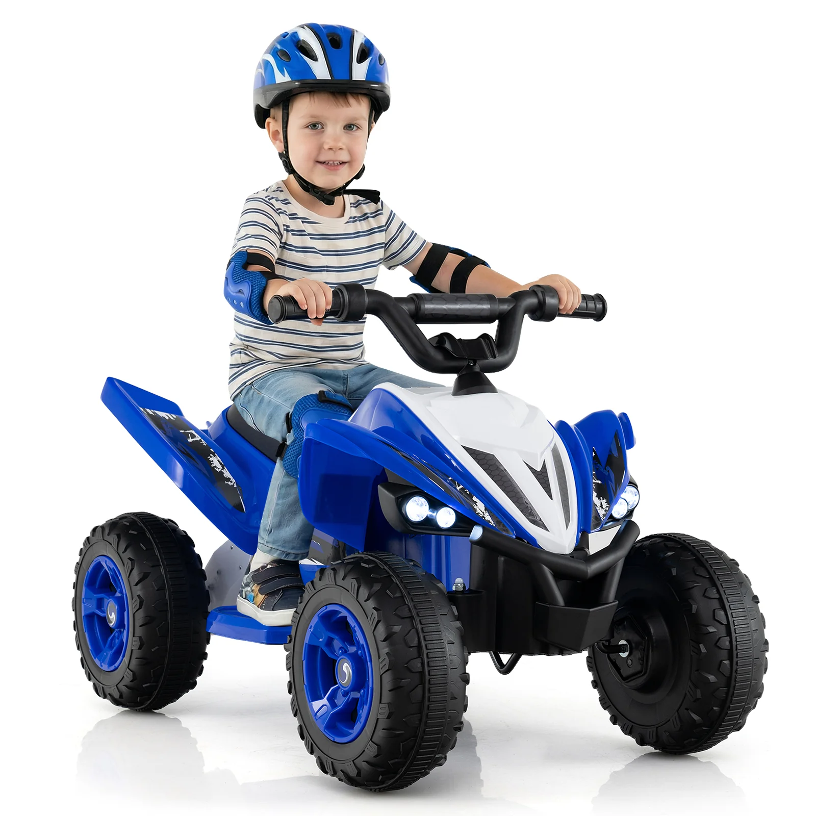 12V Kids Ride On ATV Quad, LED Lights, 7 Mph, Navy - Image 4