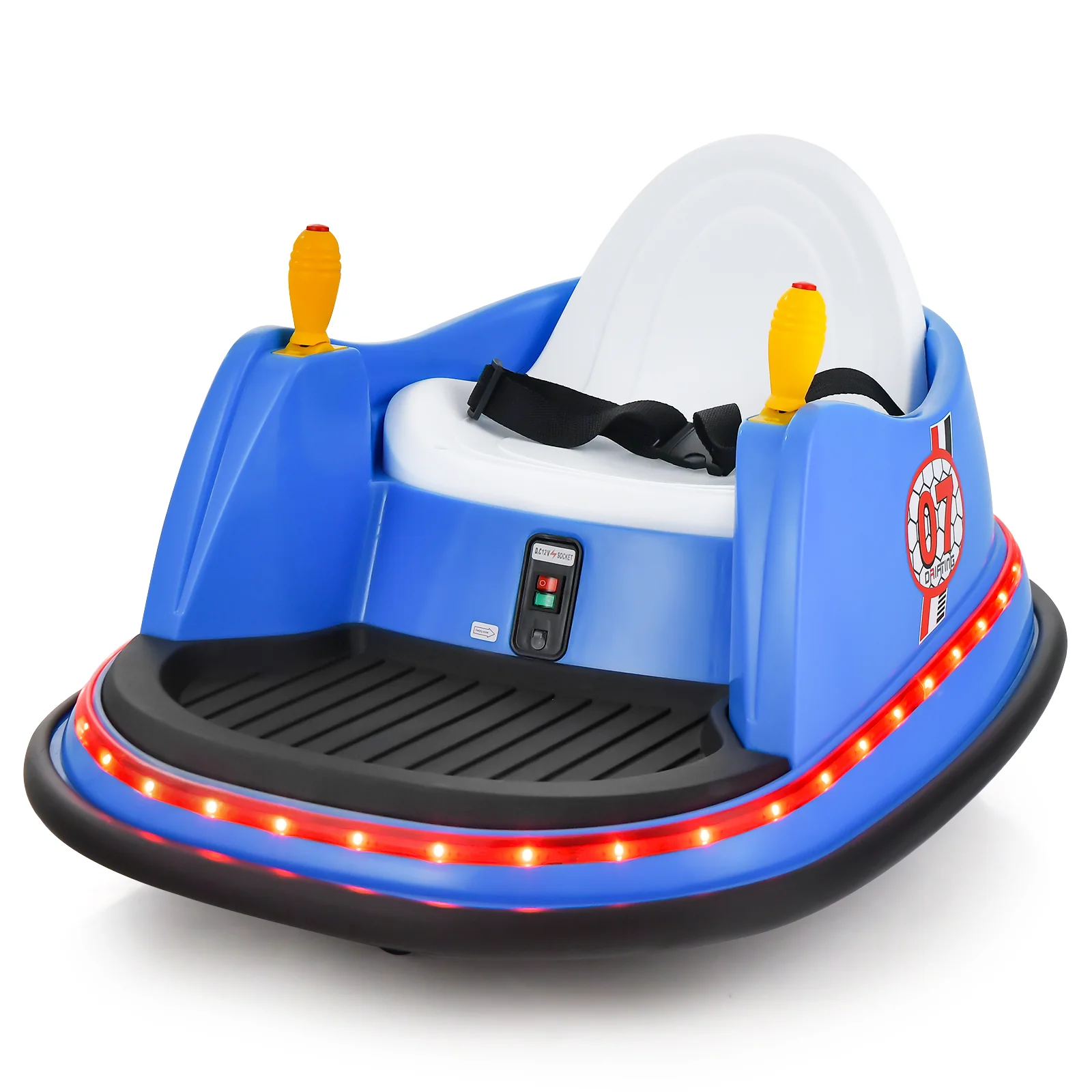 12V Kids Ride On Bumper Car, Flashing Lights, Blue - Image 4