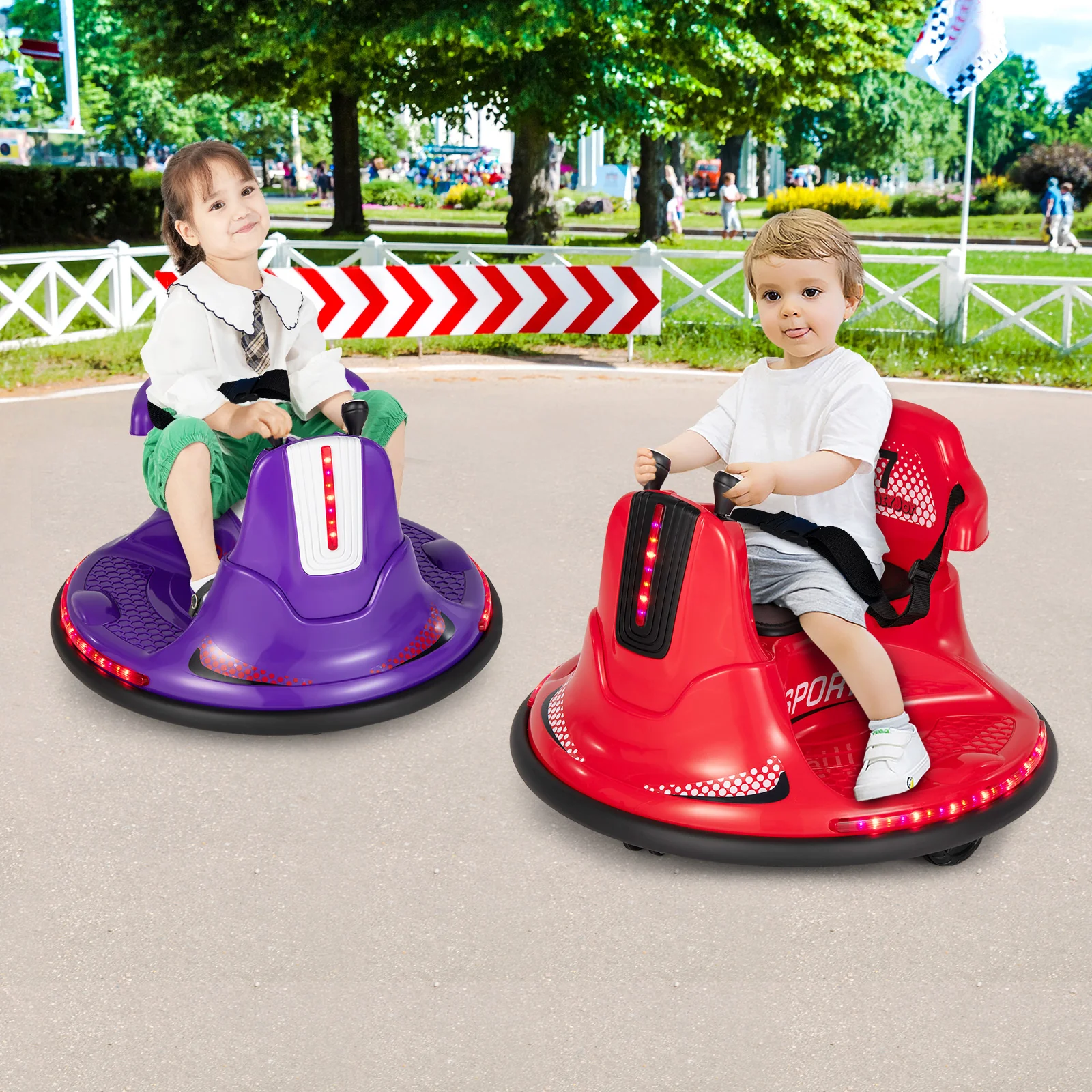 12V Kids Ride On Bumper Car, Remote Control Lights Music, Red - Image 2