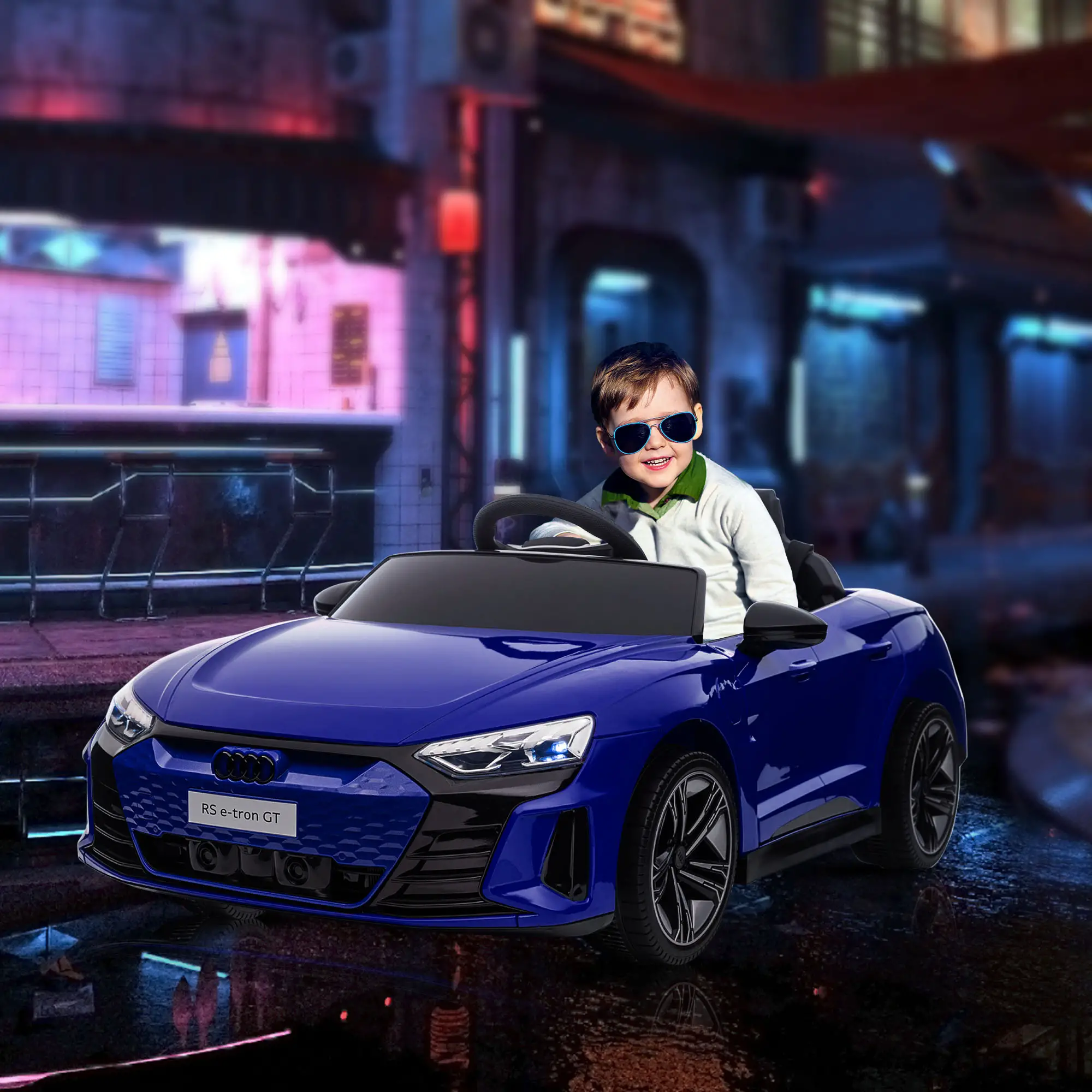 12V Kids Ride On Car, Battery Powered Electric Car, Remote Control, Navy Blue - Image 2