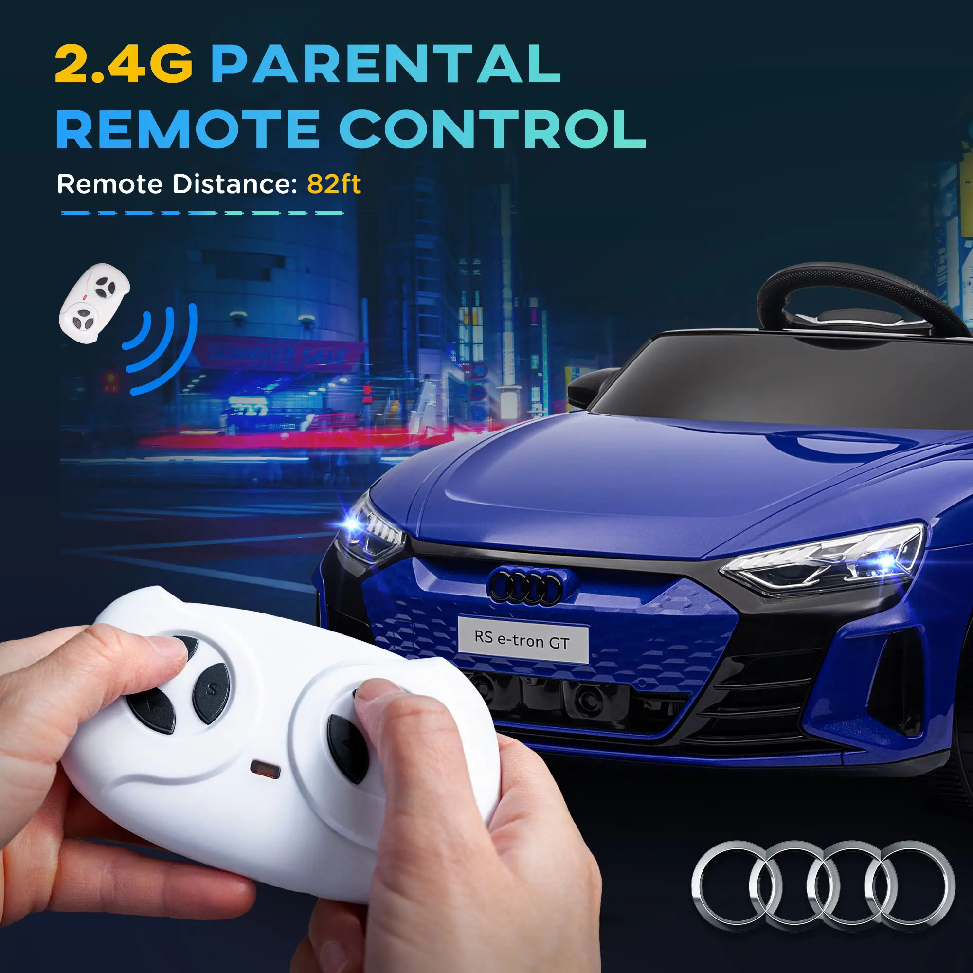 12V Kids Ride On Car, Battery Powered Electric Car, Remote Control, Navy Blue - Image 4