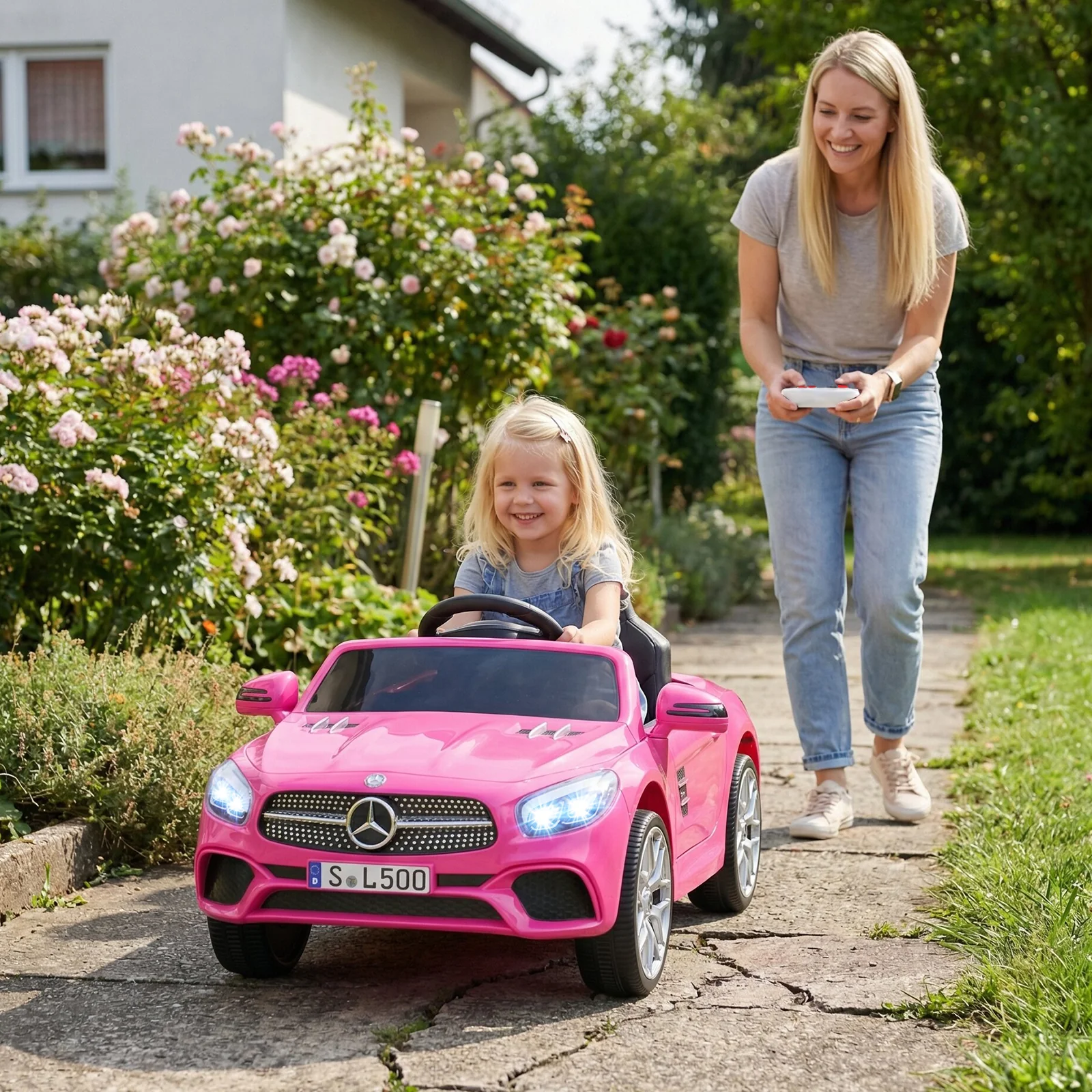 12V Kids Ride on Car Licensed Mercedes-Benz with Remote and Music, Pink - Image 2