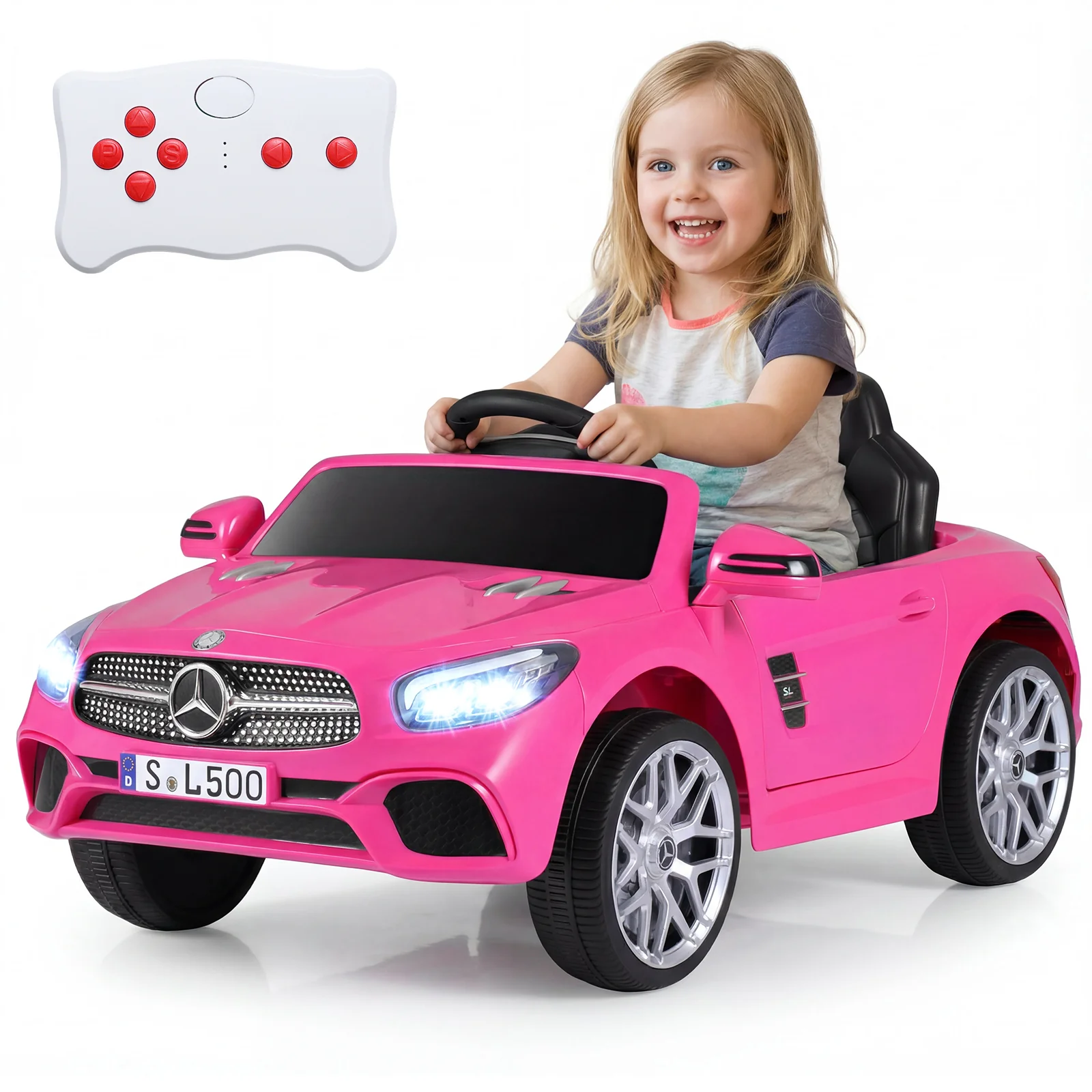 12V Kids Ride on Car Licensed Mercedes-Benz with Remote and Music, Pink - Image 5