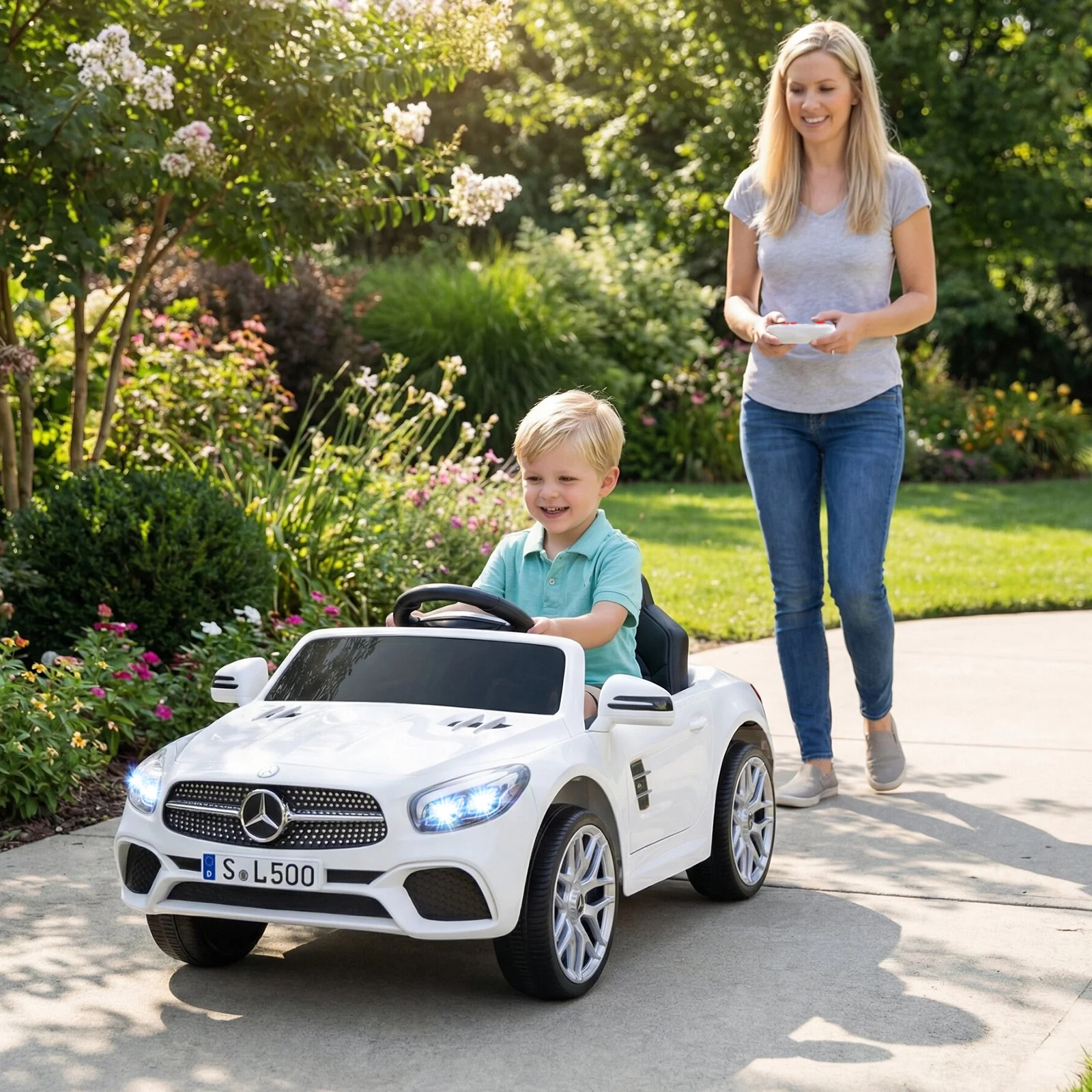 12V Kids Ride on Car Licensed Mercedes-Benz with Remote and Music, White - Image 2