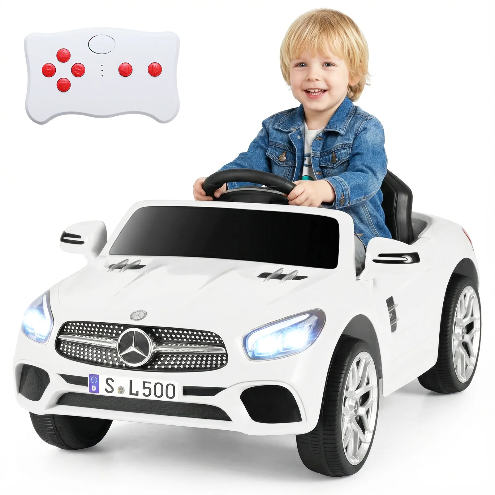 12V Kids Ride on Car Licensed Mercedes-Benz with Remote and Music, White - Image 5