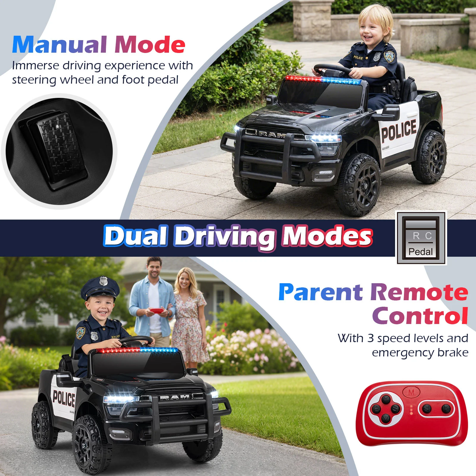12V Kids Ride On Car Licensed RAM 3500 Electric Vehicle with Remote Control, Black - Image 10