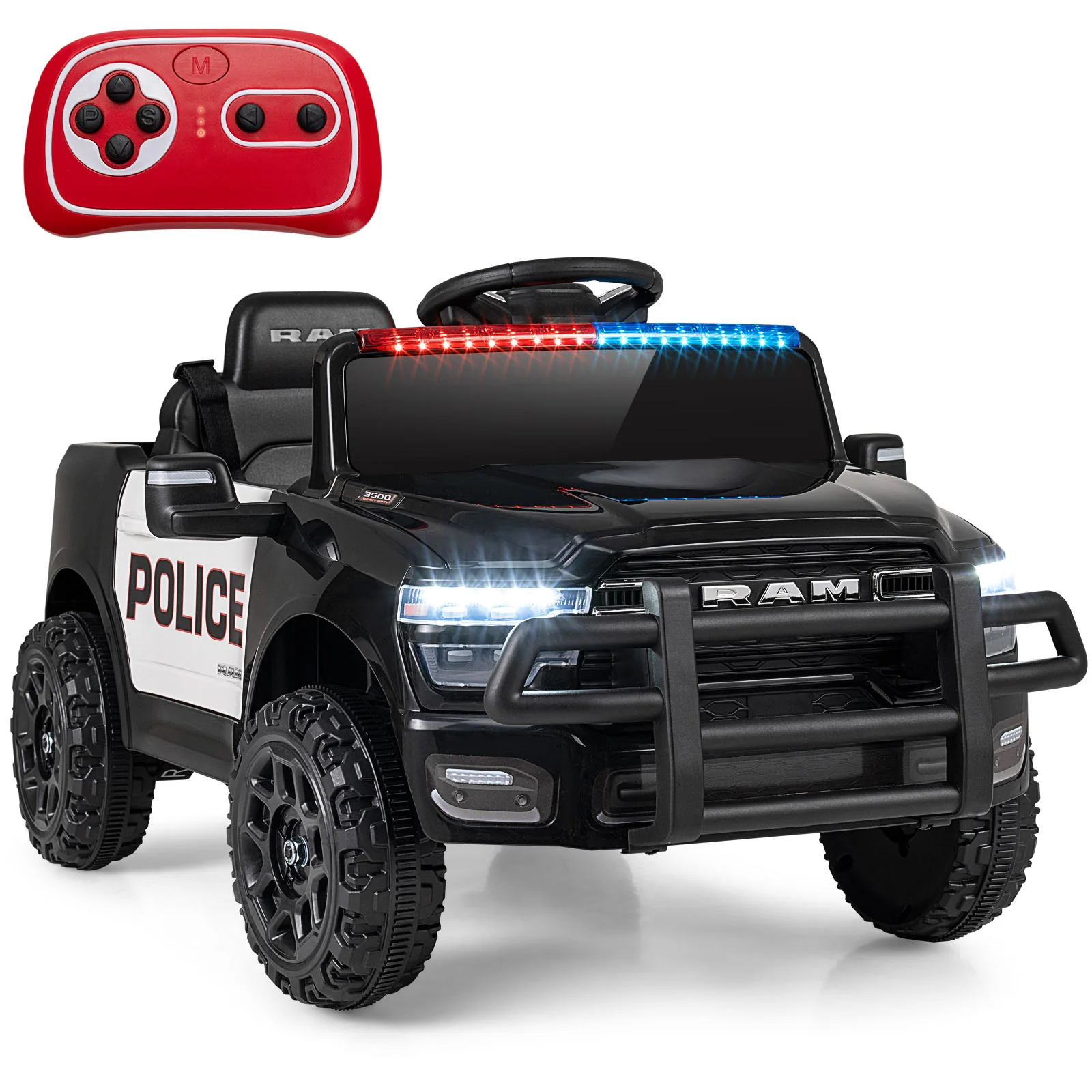 12V Kids Ride On Car Licensed RAM 3500 Electric Vehicle with Remote Control, Black - Image 5