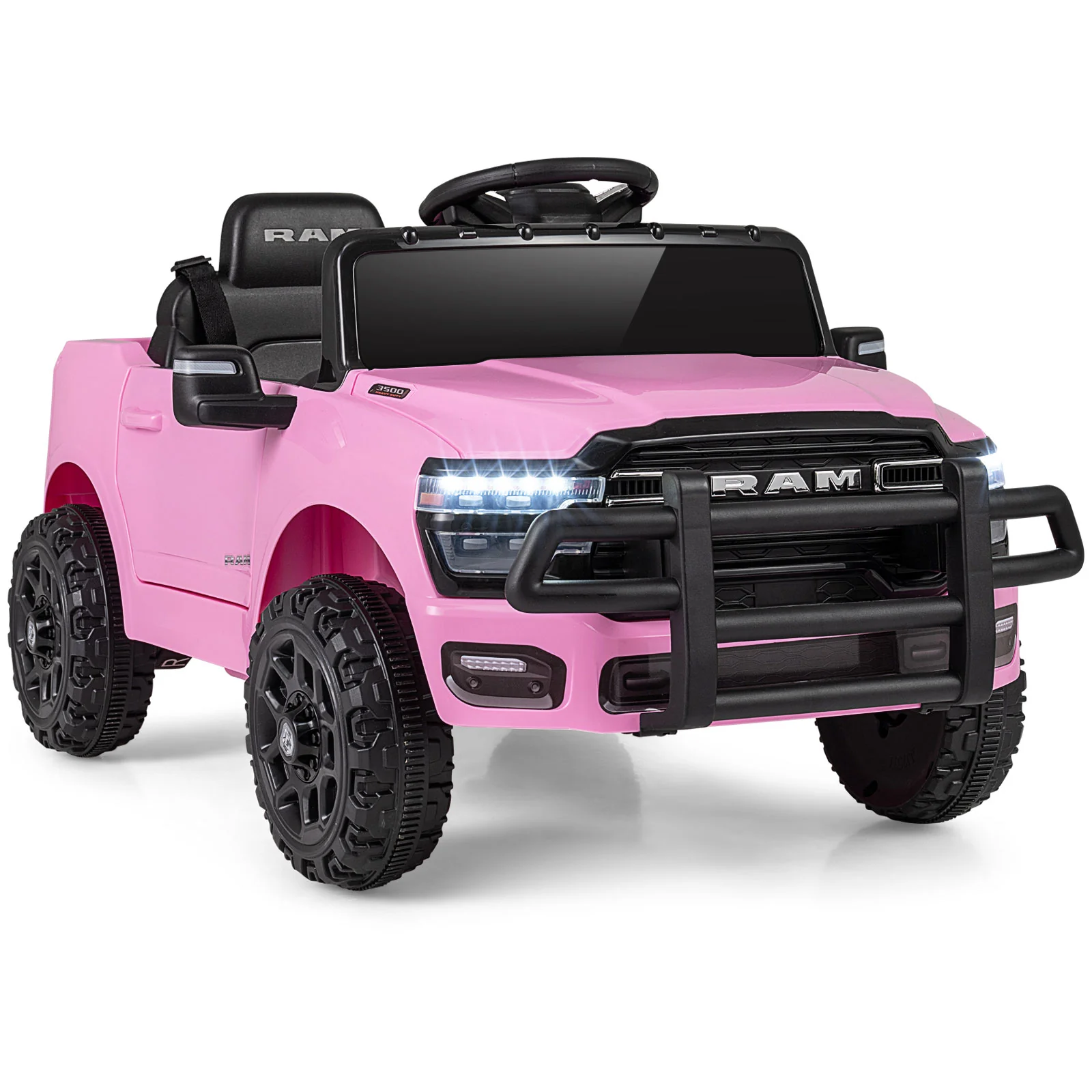 12V Kids Ride On Car Licensed RAM 3500 Electric Vehicle with Remote Control, Pink