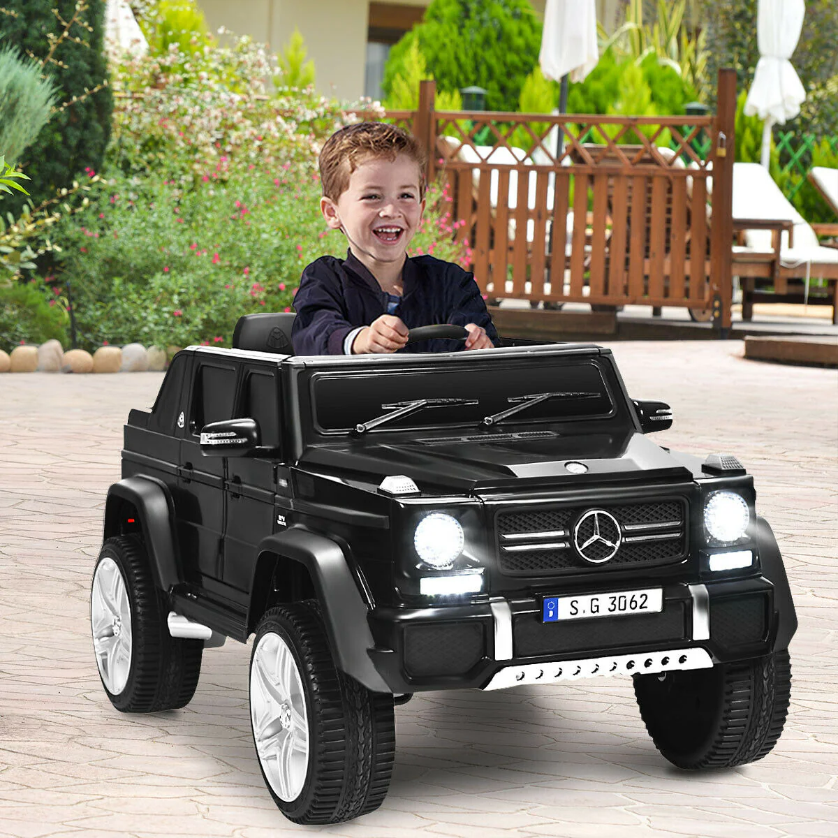 12V Kids Ride On Car, Mercedes-Benz, Black - Image 2