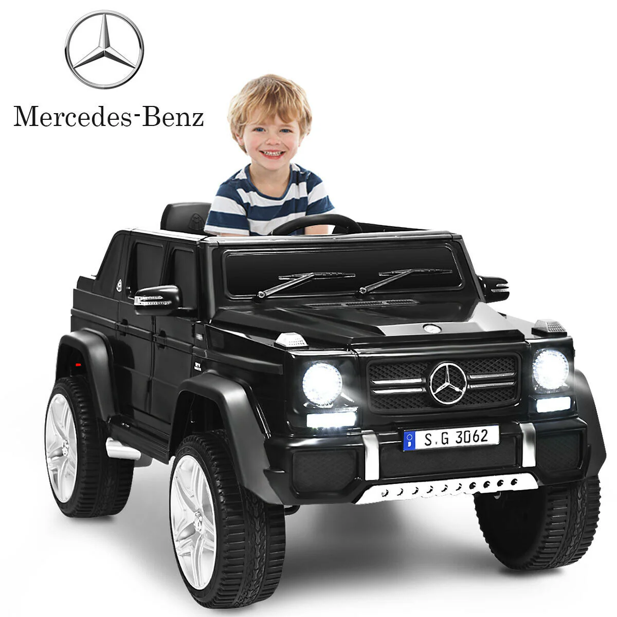 12V Kids Ride On Car, Mercedes-Benz, Black - Image 5