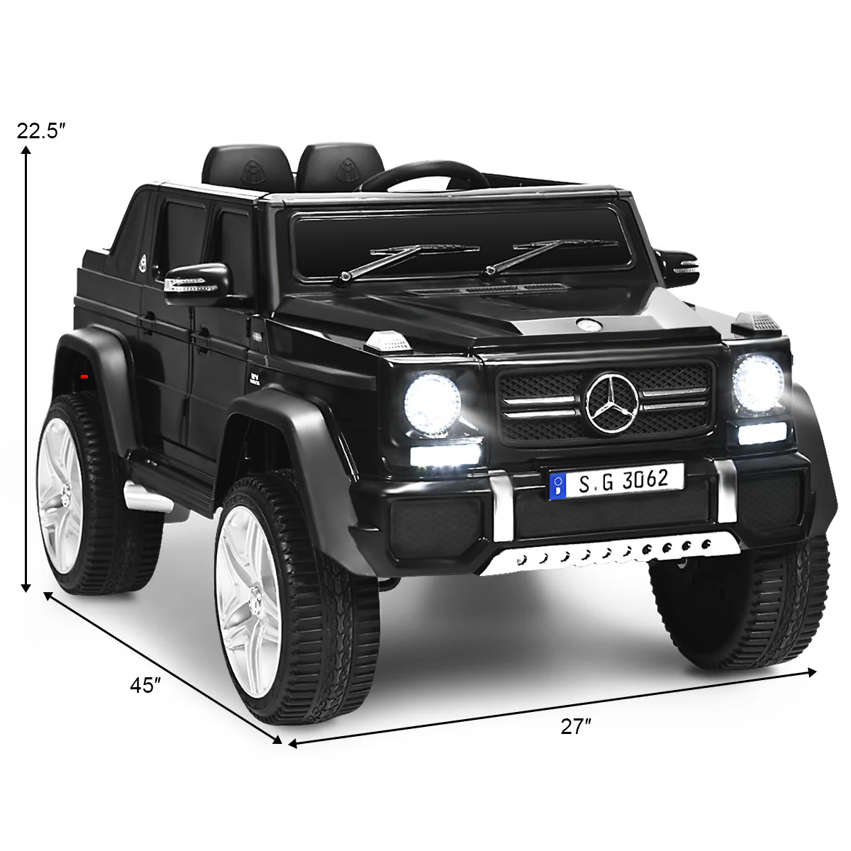 12V Kids Ride On Car, Mercedes-Benz, Black - Image 6