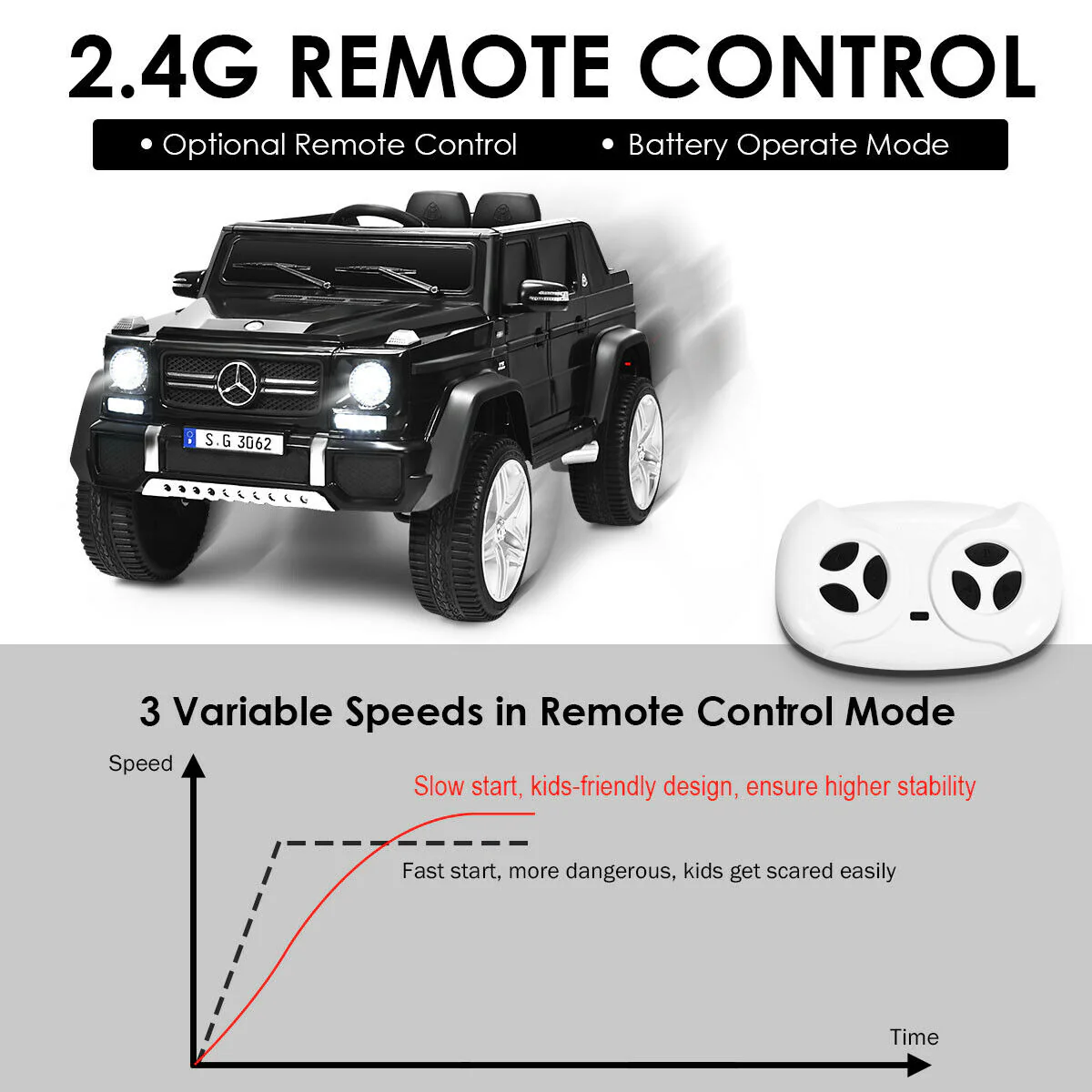 12V Kids Ride On Car, Mercedes-Benz, Black - Image 8