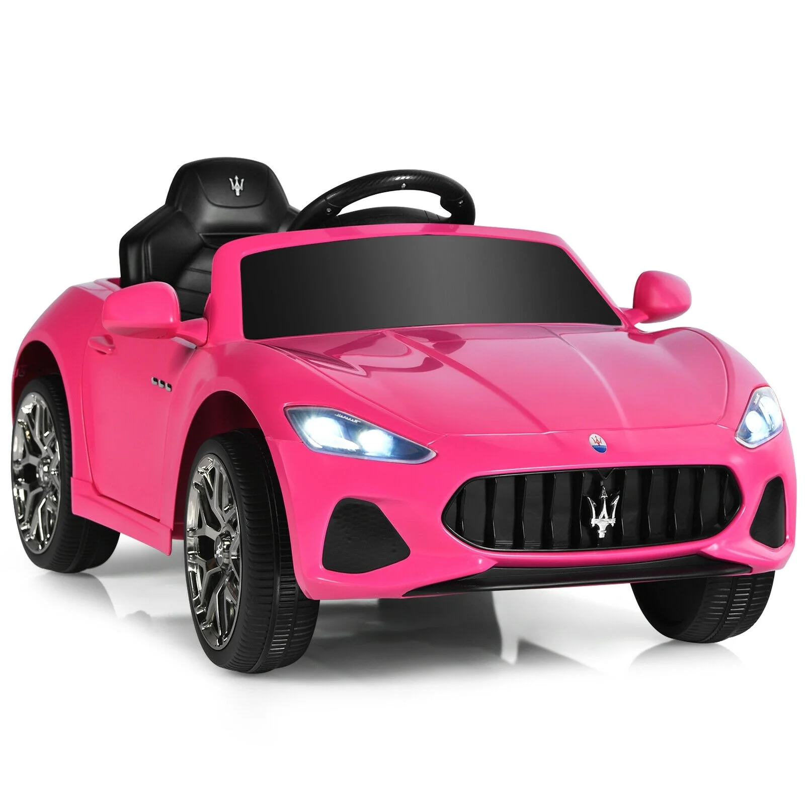 12V Kids Ride On Car, Remote Control, Lights, Pink - Image 9