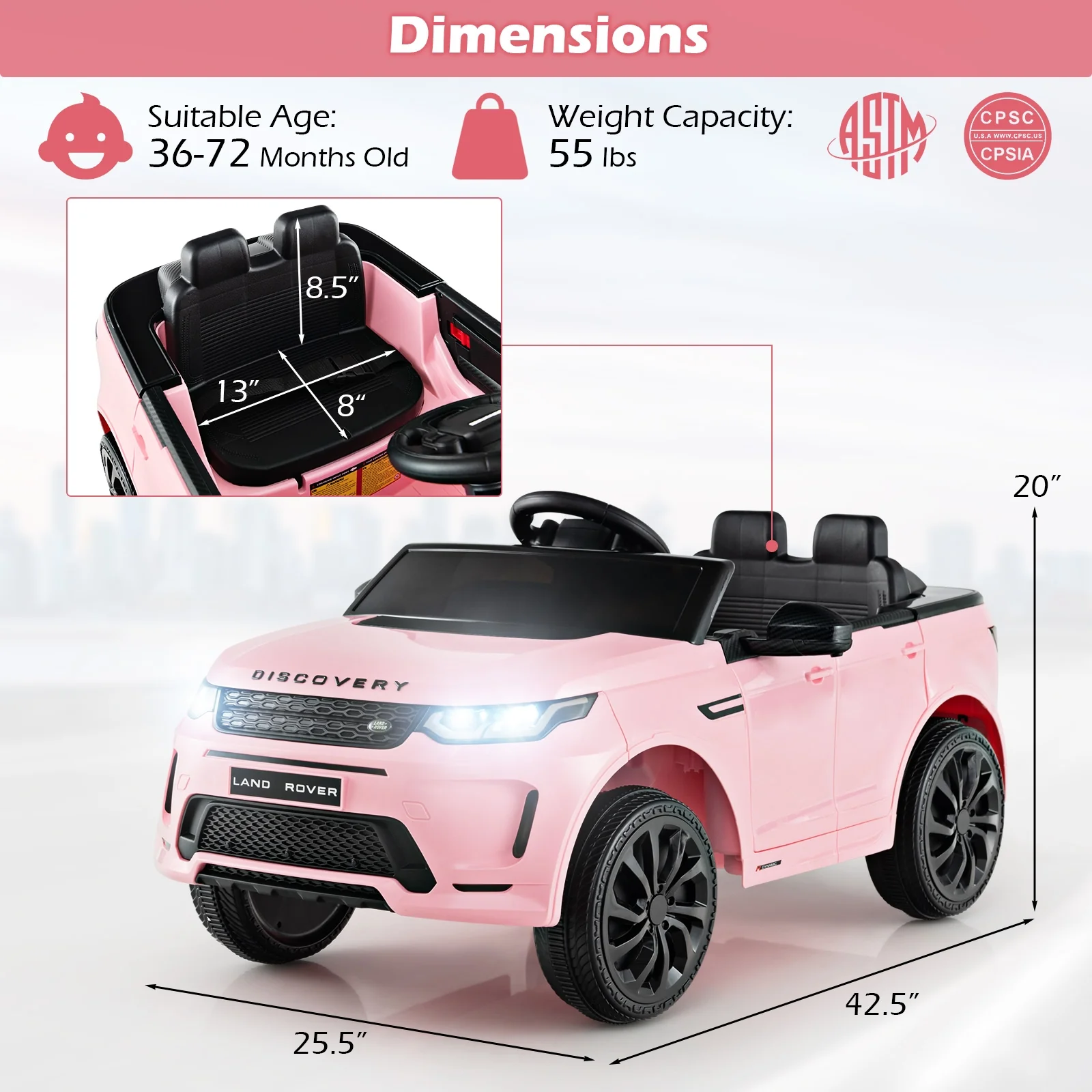 12V Kids Ride On Car, Remote Control, Lockable Doors, Pink - Image 6