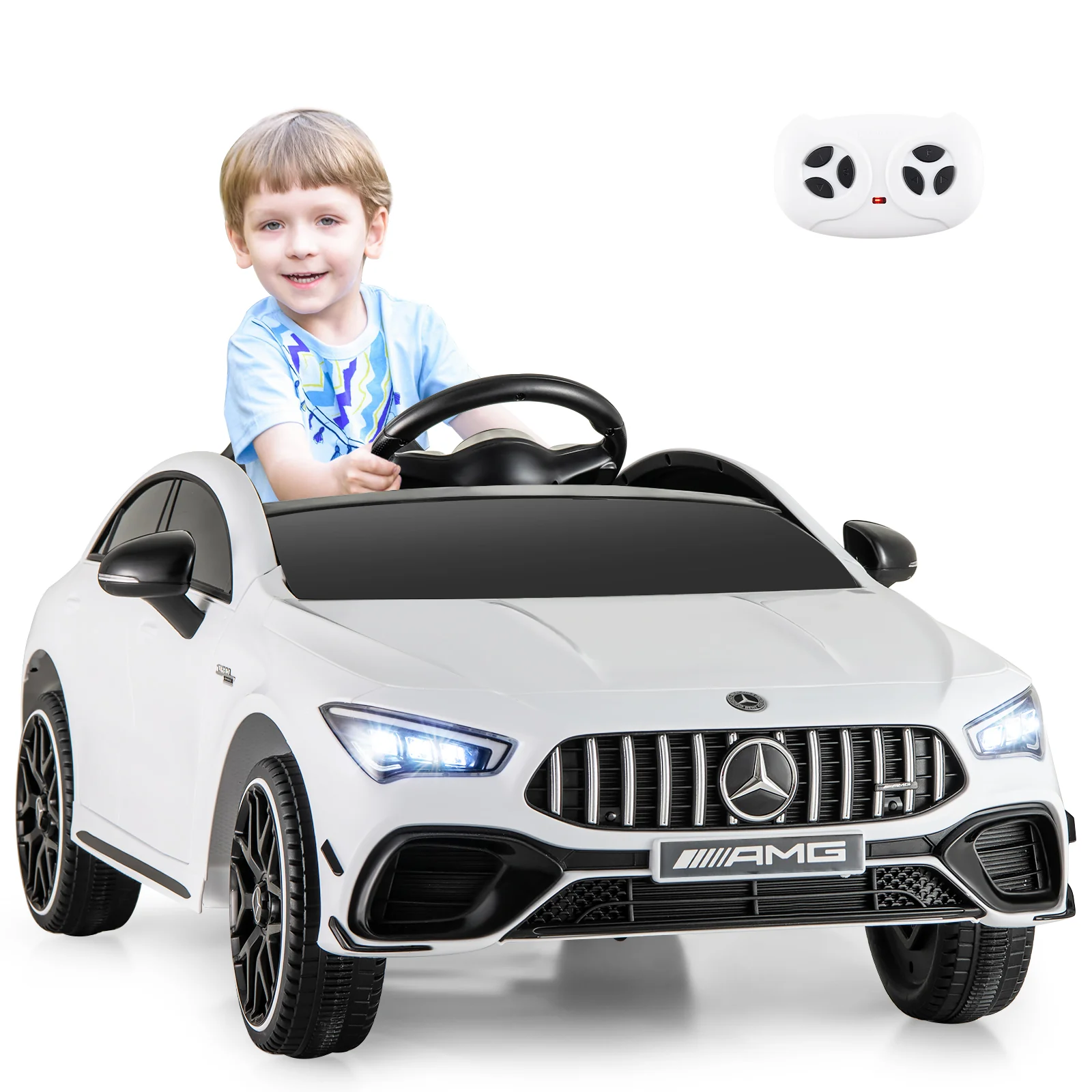 12V Kids Ride On Car With Remote, White - Image 4