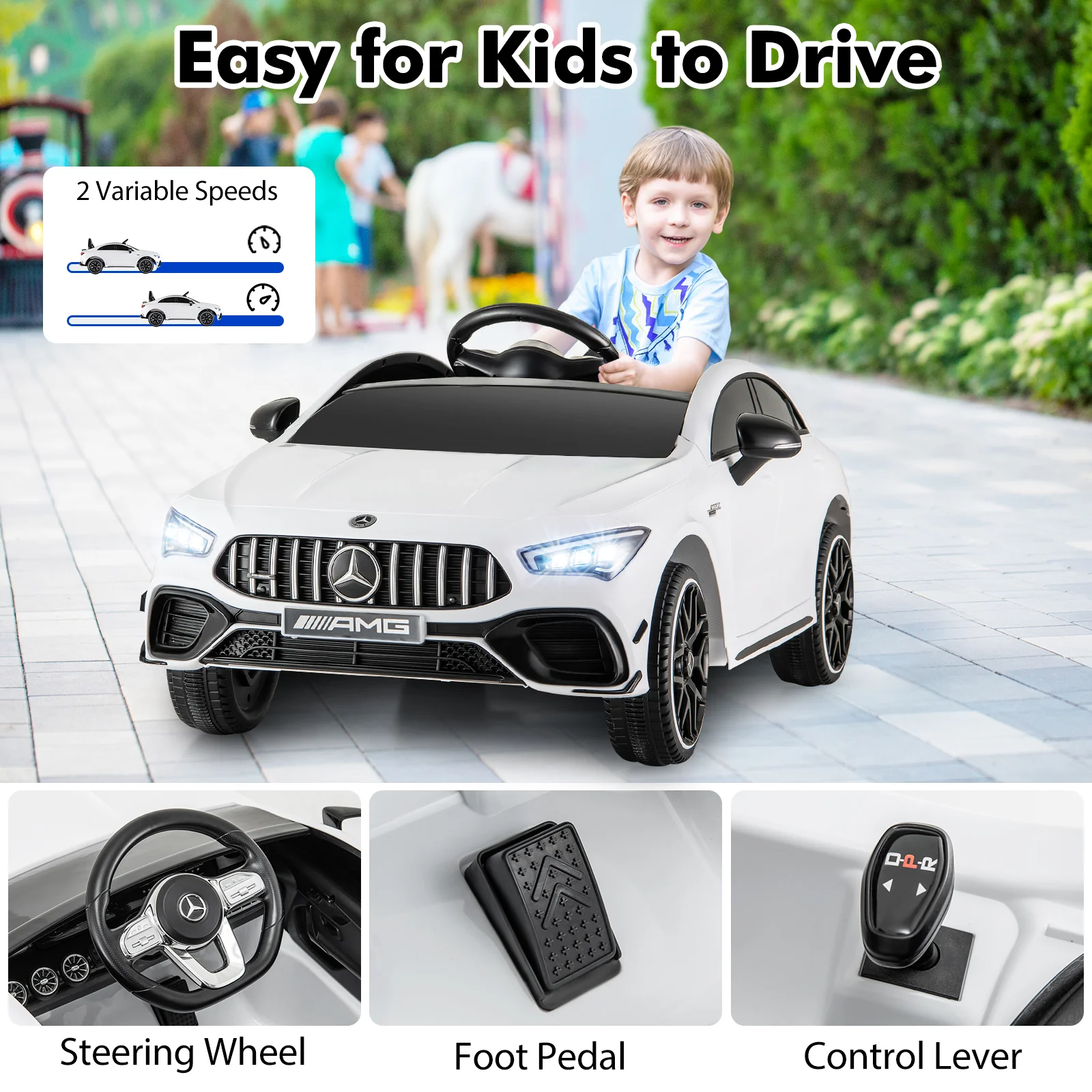 12V Kids Ride On Car With Remote, White - Image 8