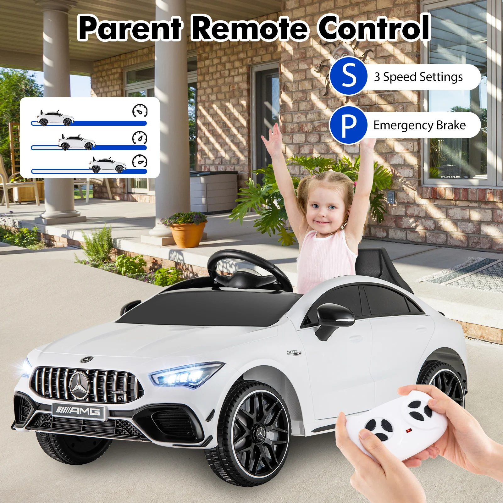12V Kids Ride On Car With Remote, White - Image 9