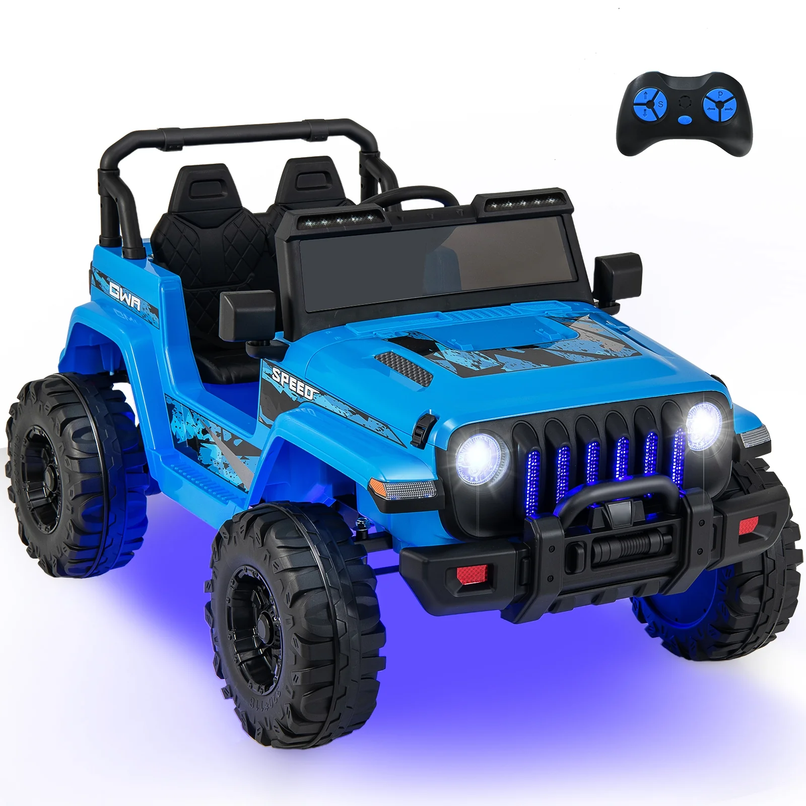 12V Kids Ride-On Jeep Car, 2.4G Remote Control, Blue - Image 3