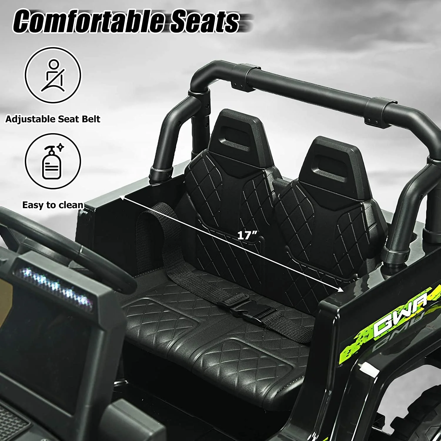 12V Kids Ride-On Jeep Car, 2.4G Remote Control, Green - Image 8