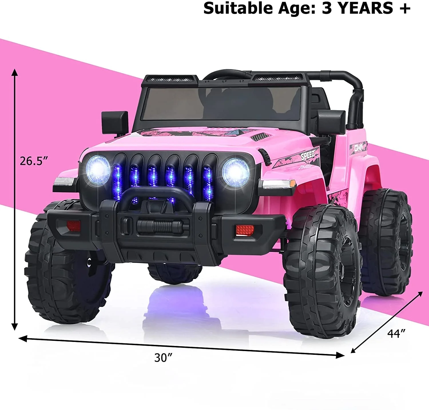 12V Kids Ride On Jeep Car, 2.4G Remote Control, Pink - Image 5