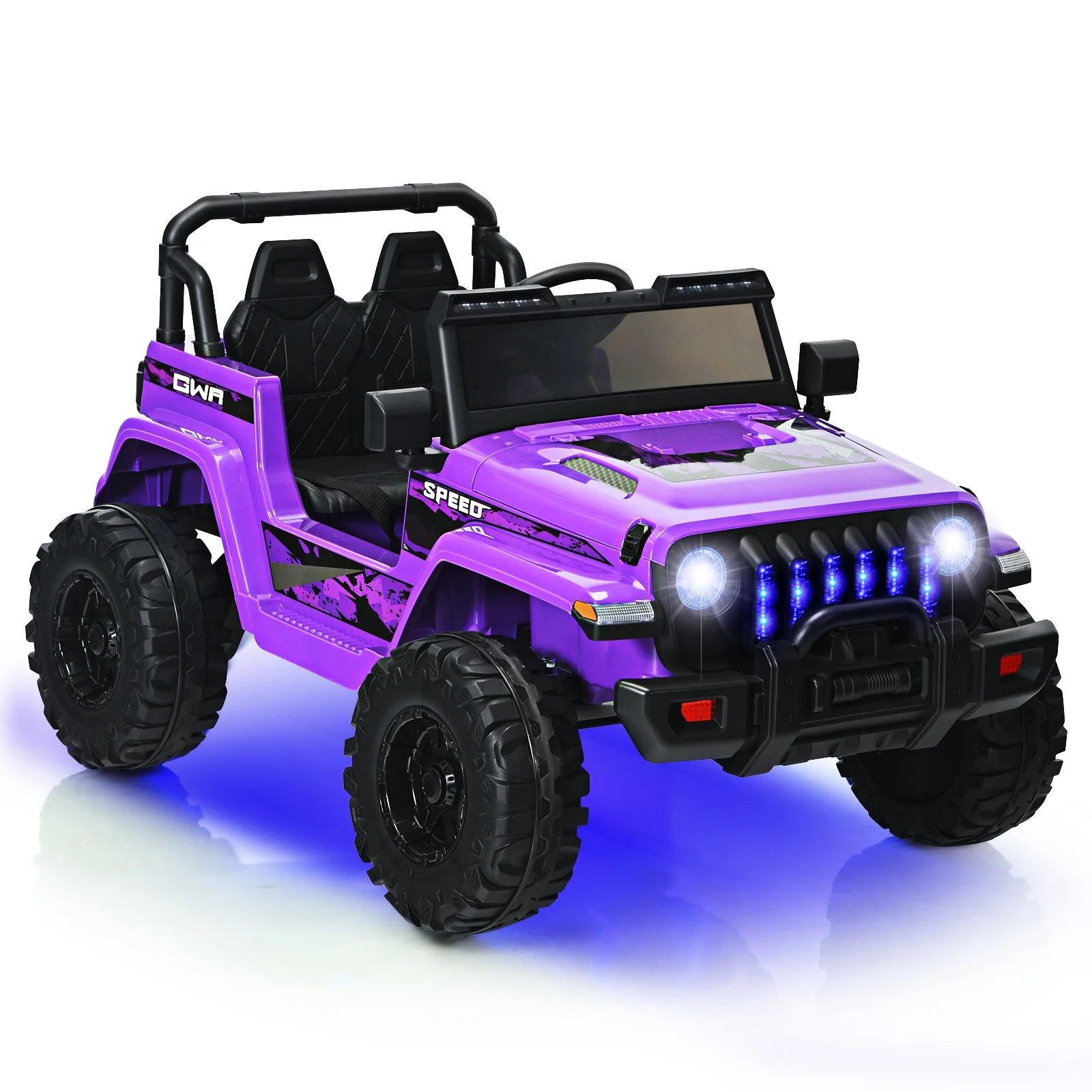 12V Kids Ride-On Jeep Car, 2.4G Remote Control, Purple