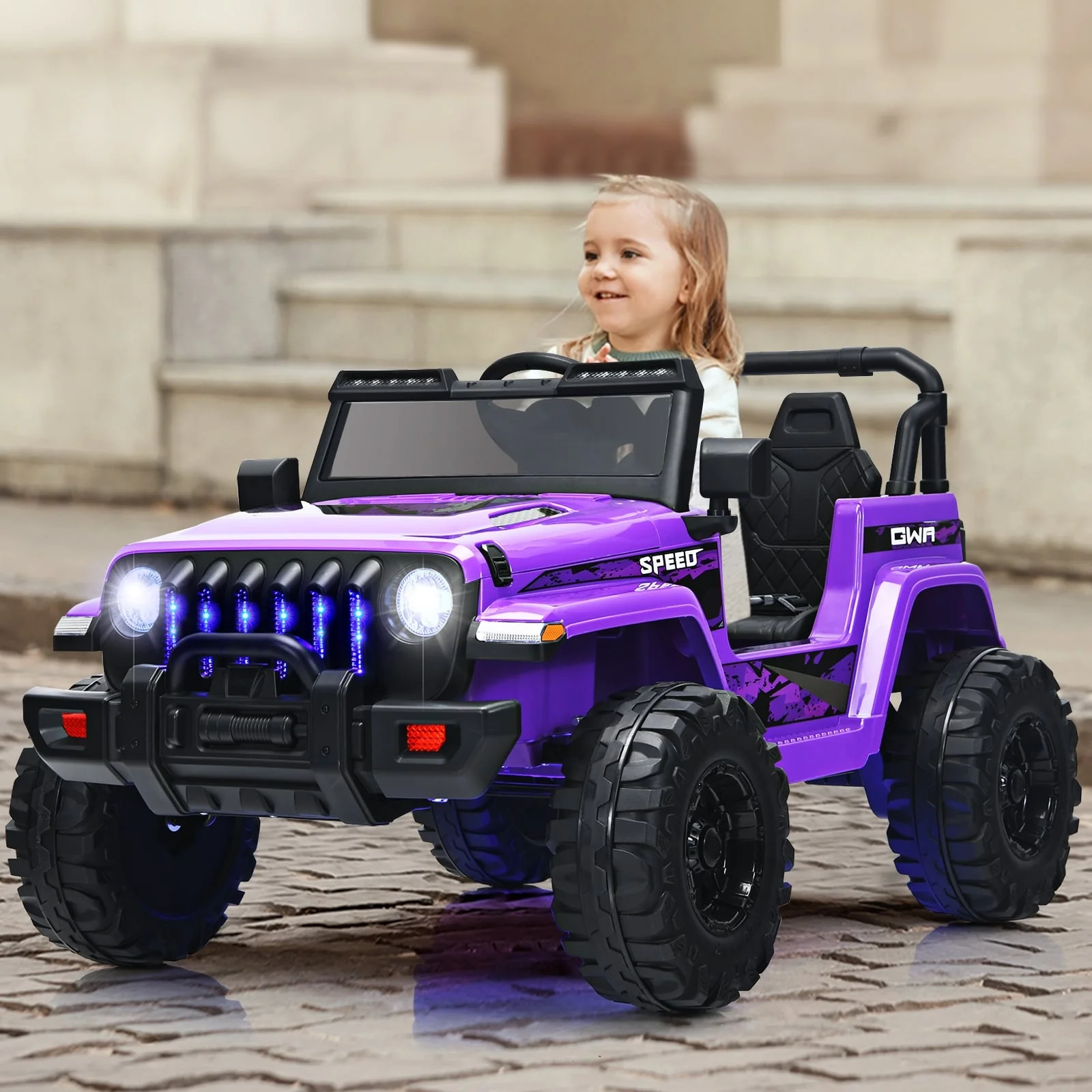 12V Kids Ride-On Jeep Car, 2.4G Remote Control, Purple - Image 2