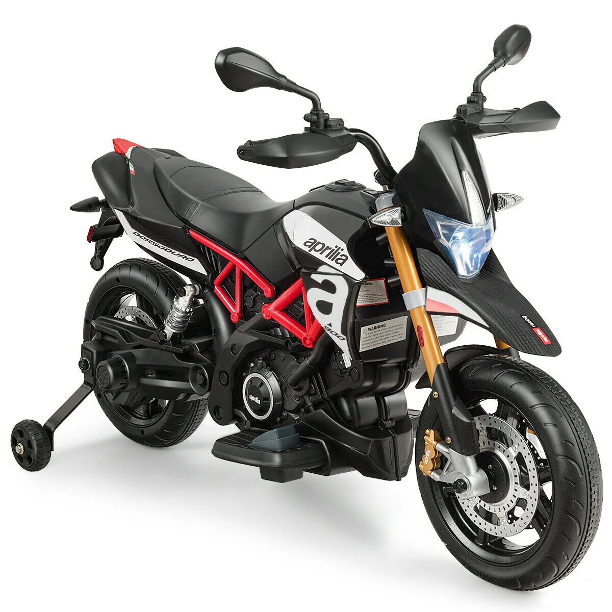 12V Kids Ride-On Motorcycle, With Sounds And Music, Black