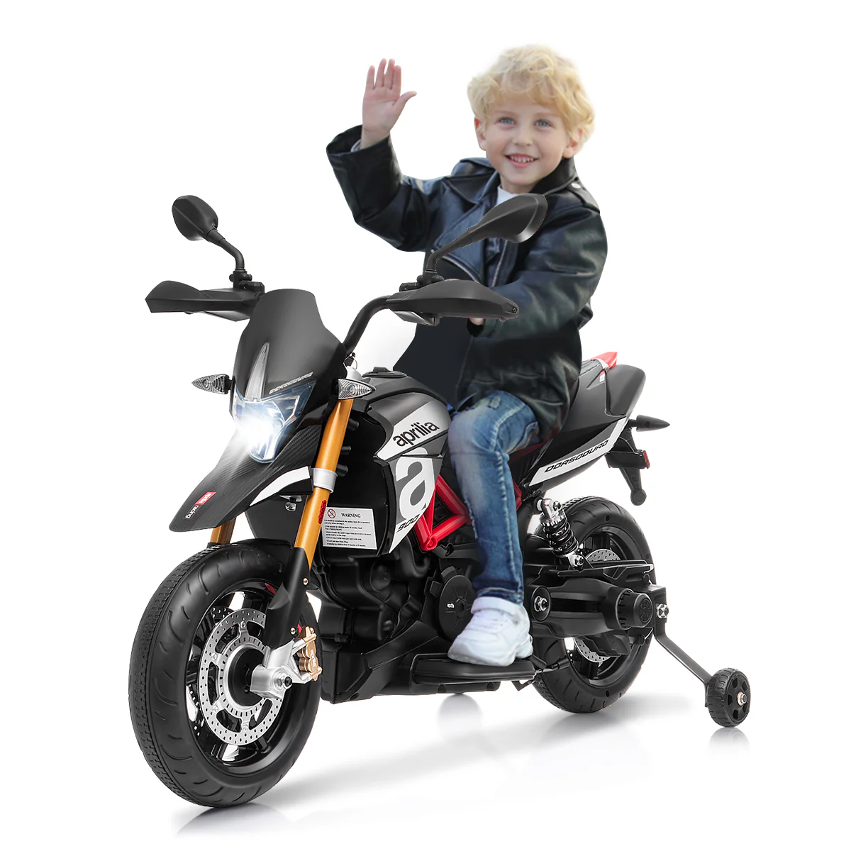 12V Kids Ride-On Motorcycle, With Sounds And Music, Black - Image 4