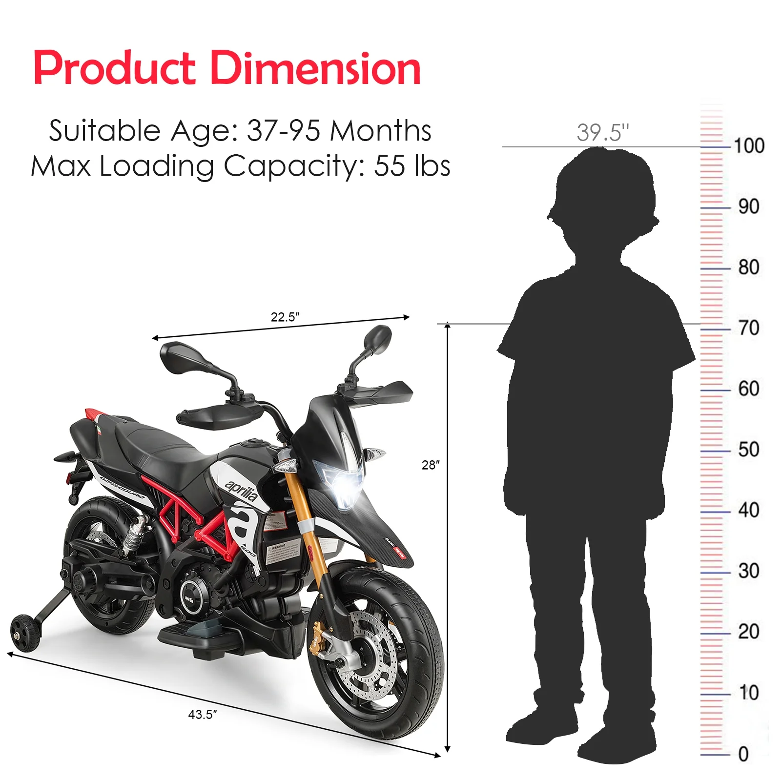 12V Kids Ride-On Motorcycle, With Sounds And Music, Black - Image 5