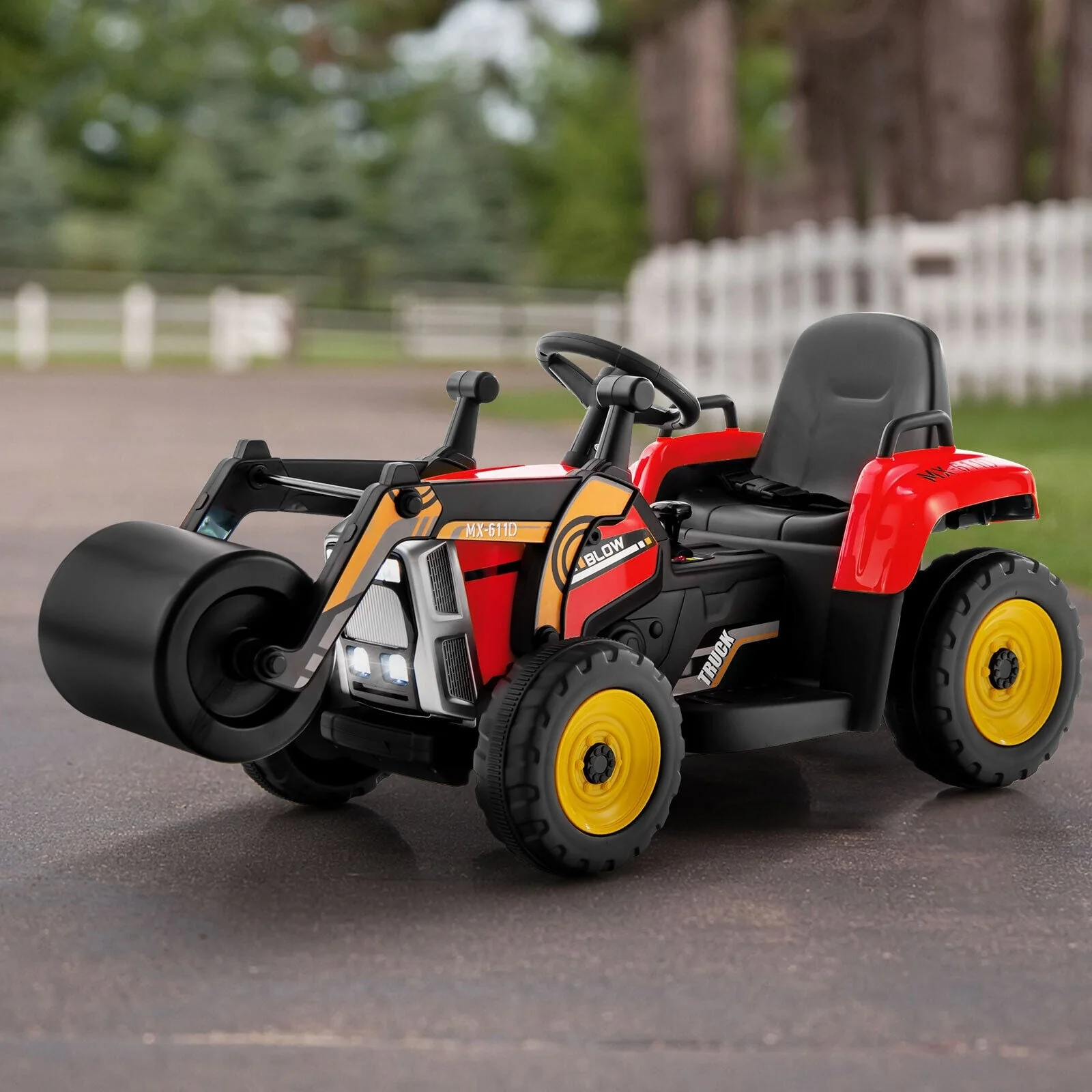 12V Kids Ride On Road Roller, 2.4G Remote Control, Red - Image 2