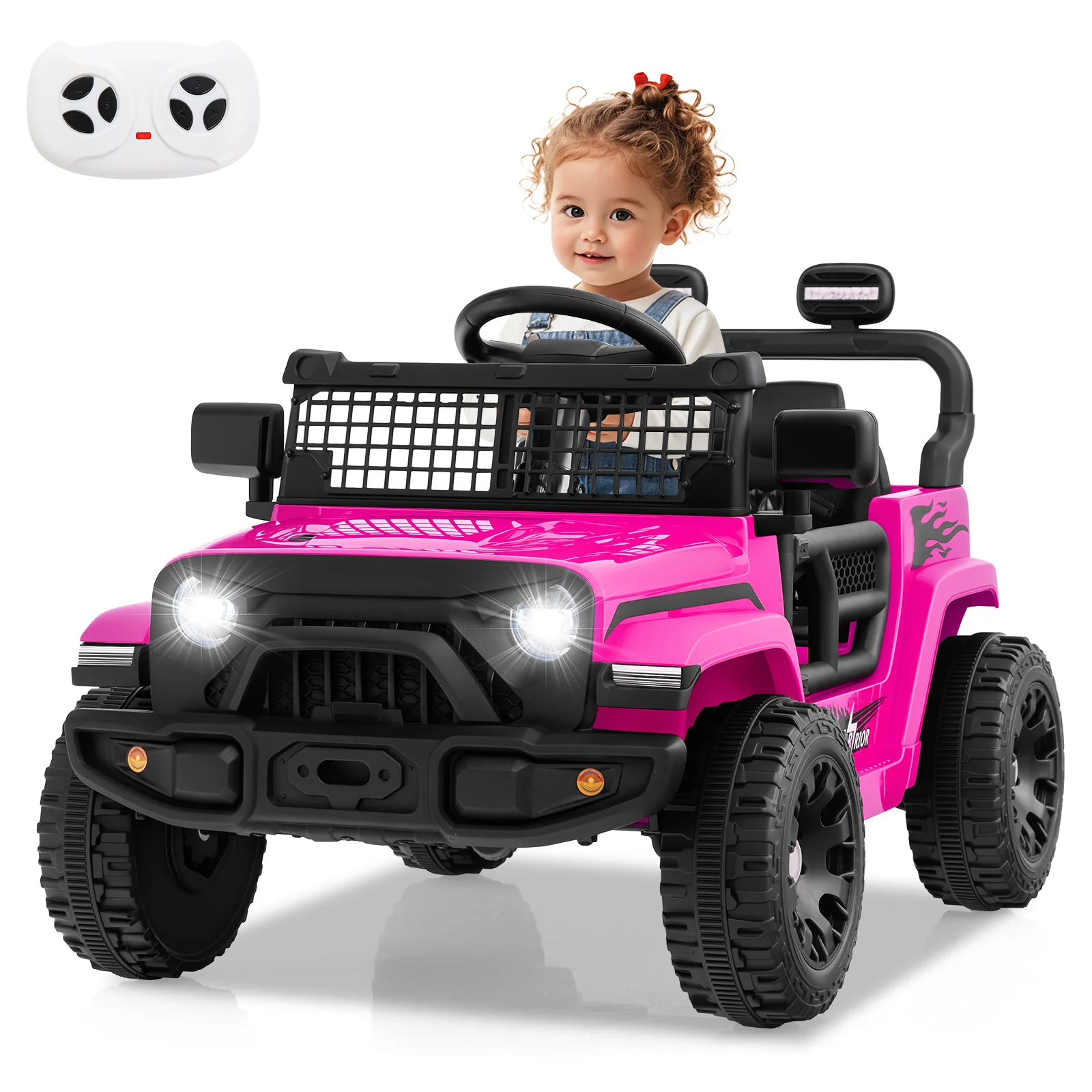 12V Kids Ride On Truck, Battery Powered Electric Vehicle, Pink - Image 4