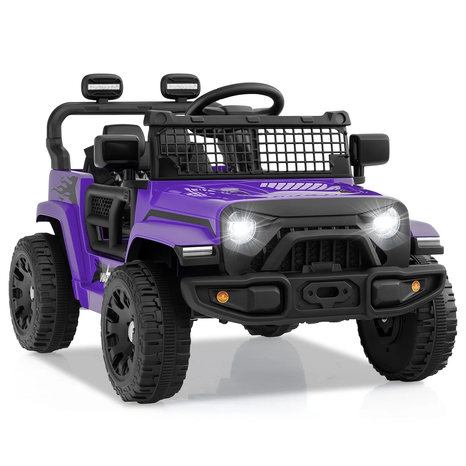 12V Kids Ride On Truck, Battery Powered Electric Vehicle, Purple - Image 3