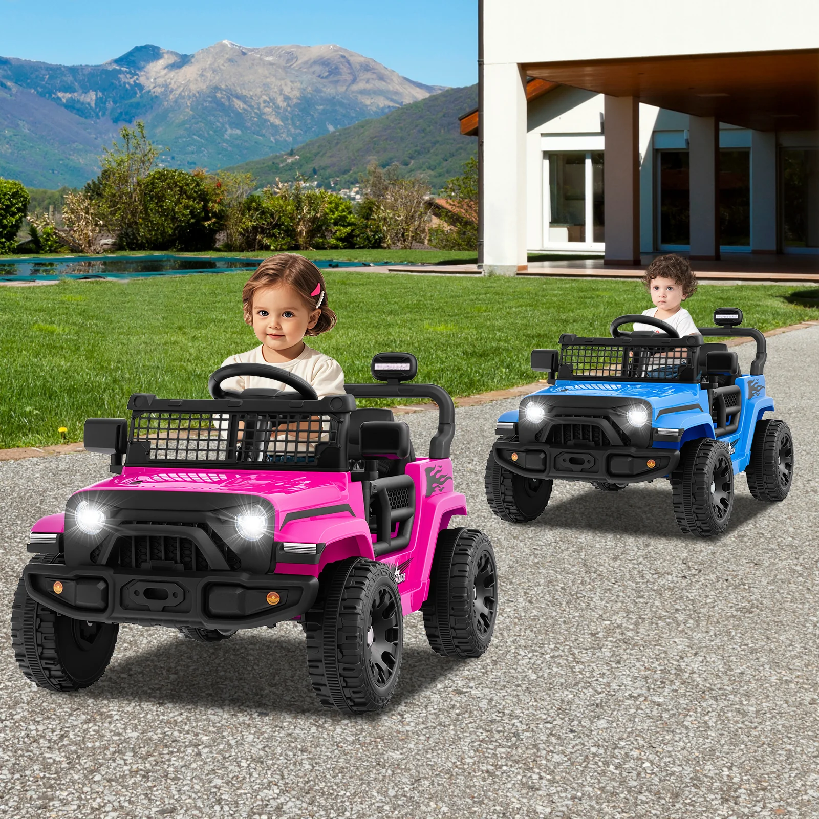 12V Kids Ride On Truck Car, Battery Powered Electric Vehicle, Navy - Image 2