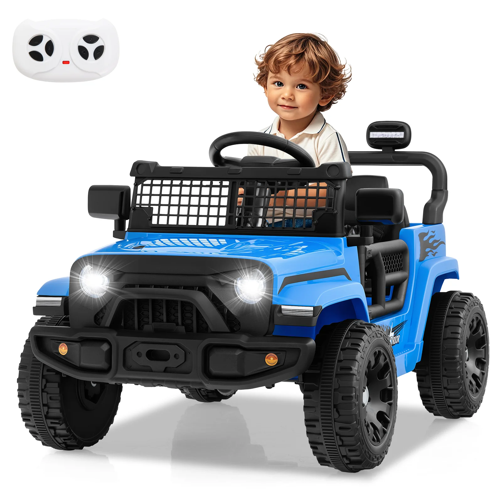 12V Kids Ride On Truck Car, Battery Powered Electric Vehicle, Navy - Image 6