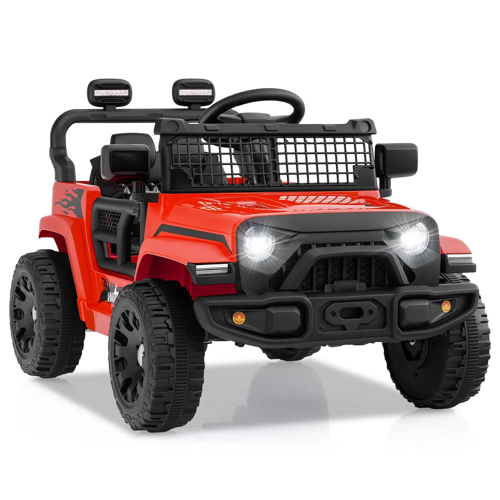 12V Kids Ride On Truck Car, Battery Powered Electric Vehicle, Red - Image 3