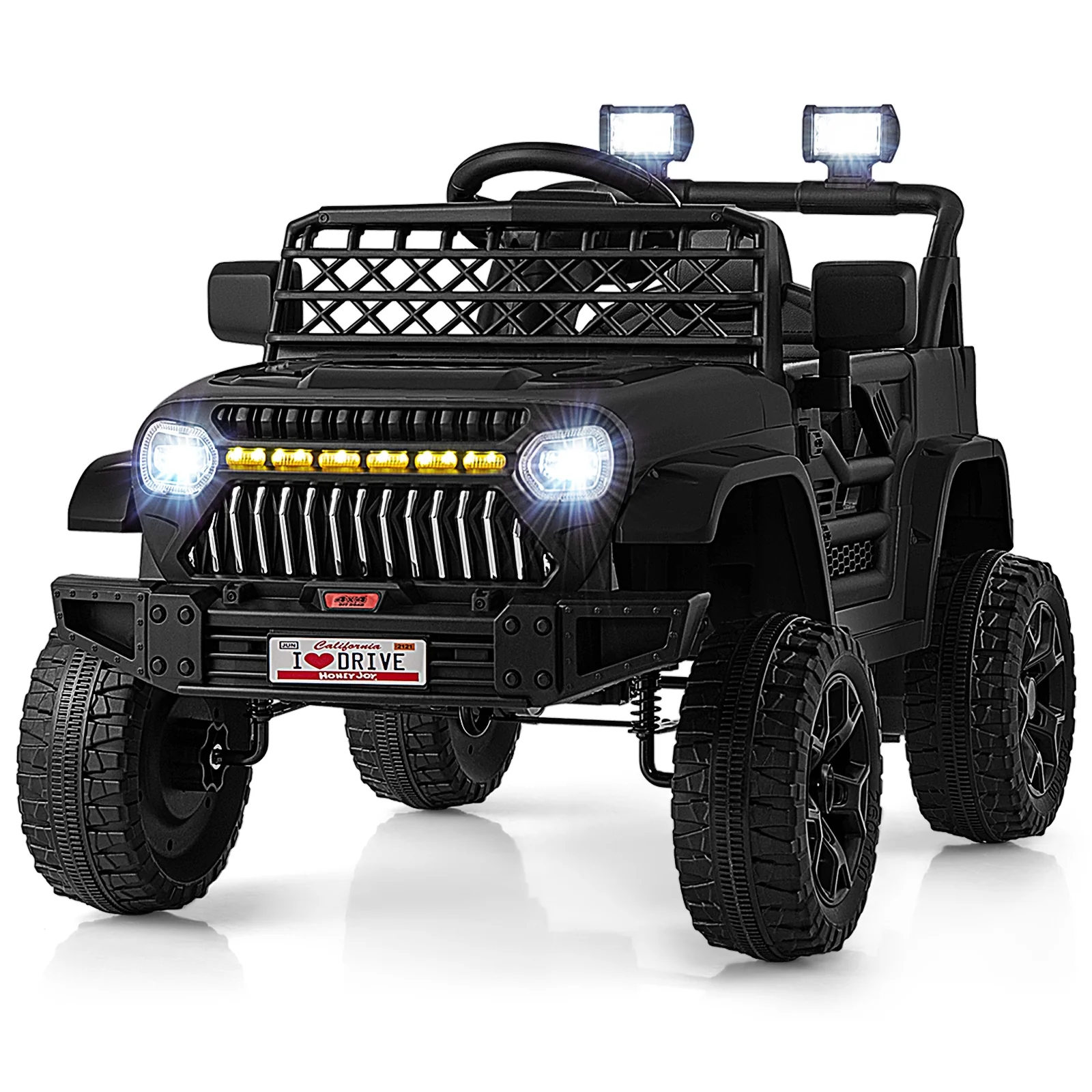 12V Kids Ride On Truck Car, Parental Remote, Music Player, Black - Image 4