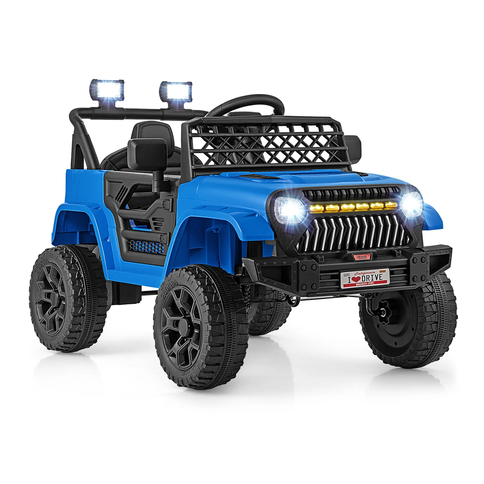 12V Kids Ride On Truck Car, Parental Remote, Music Player, Navy - Image 3
