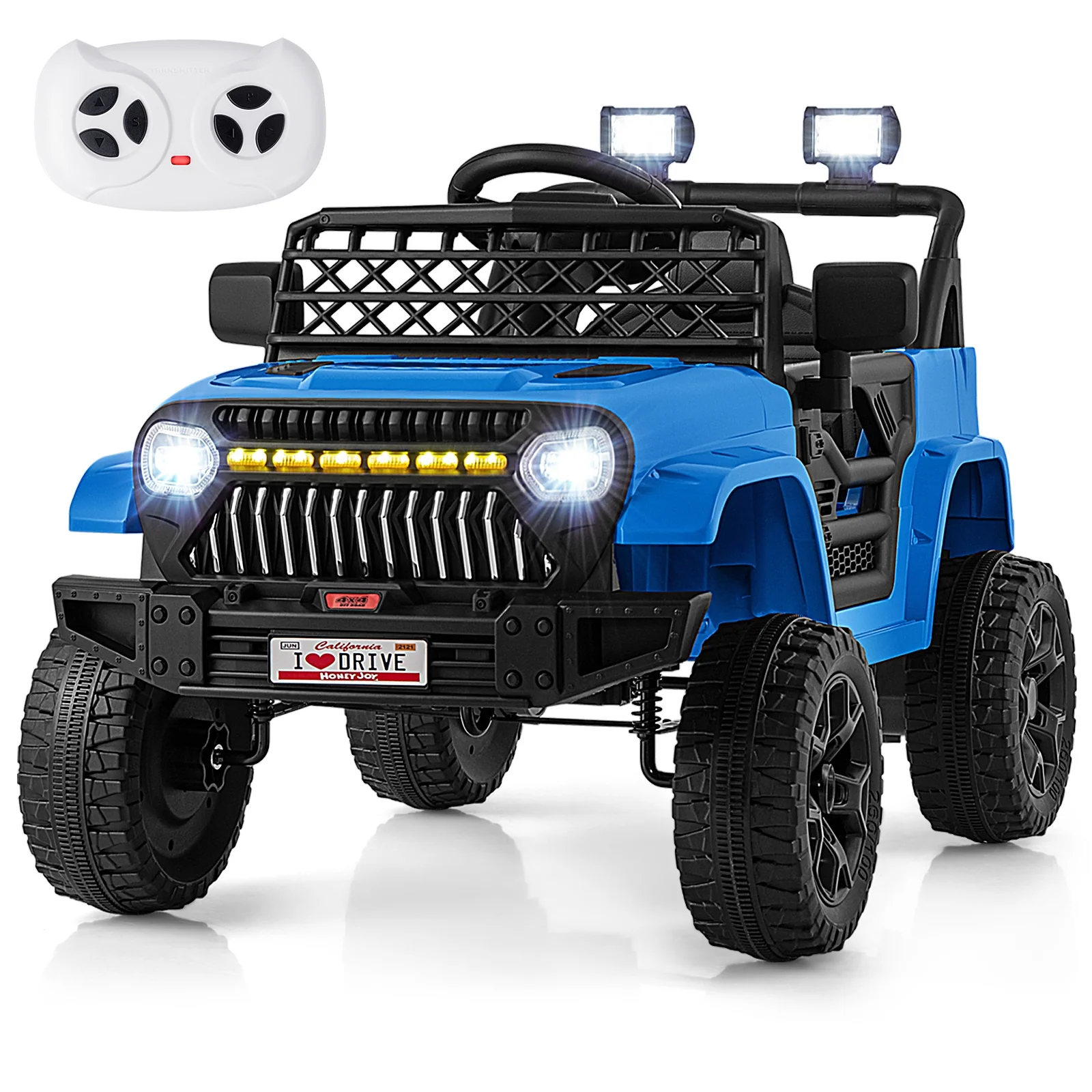 12V Kids Ride On Truck Car, Parental Remote, Music Player, Navy - Image 4