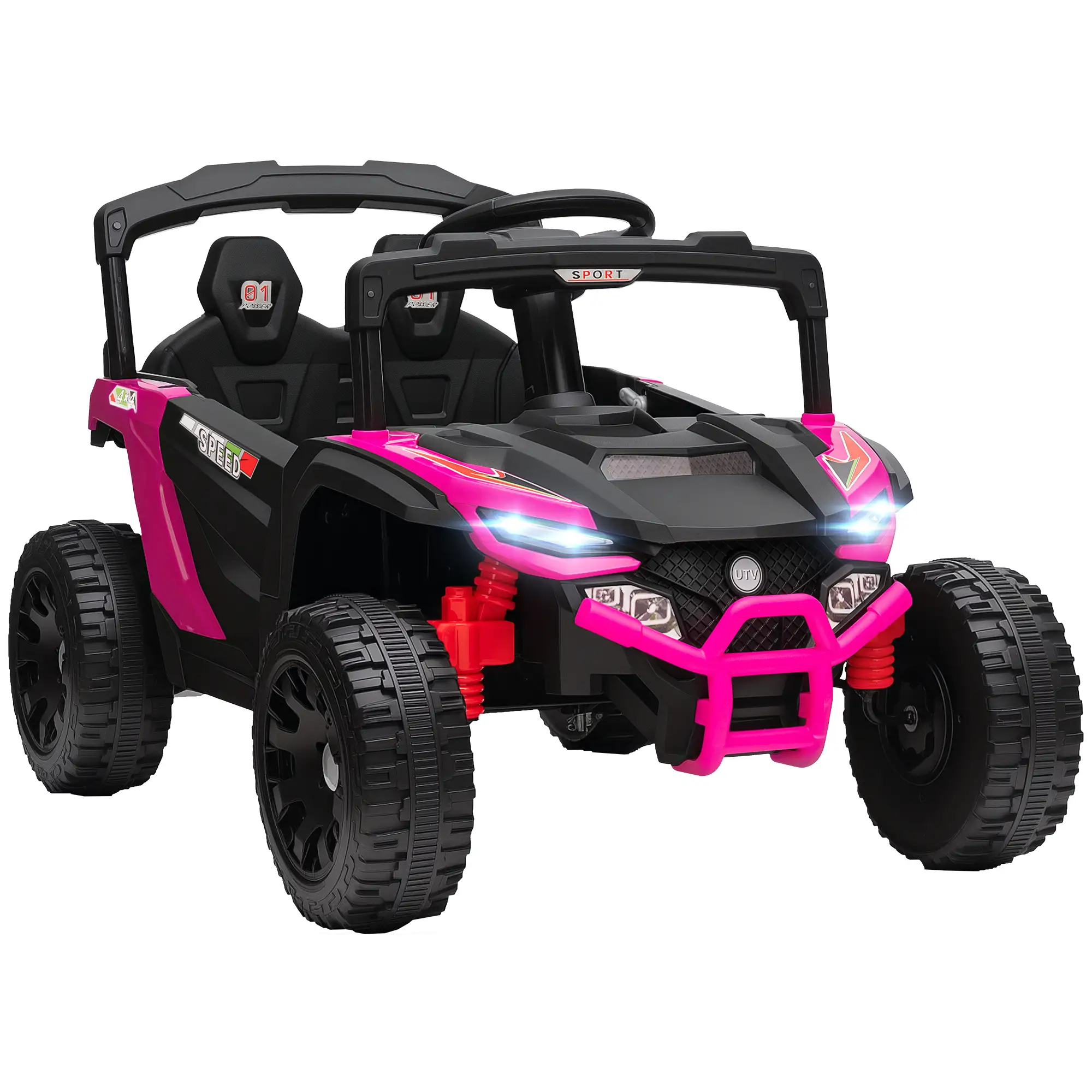 12V Kids Ride On Truck, Dual Motors, Rear Suspension, Remote Control, Pink - Image 11