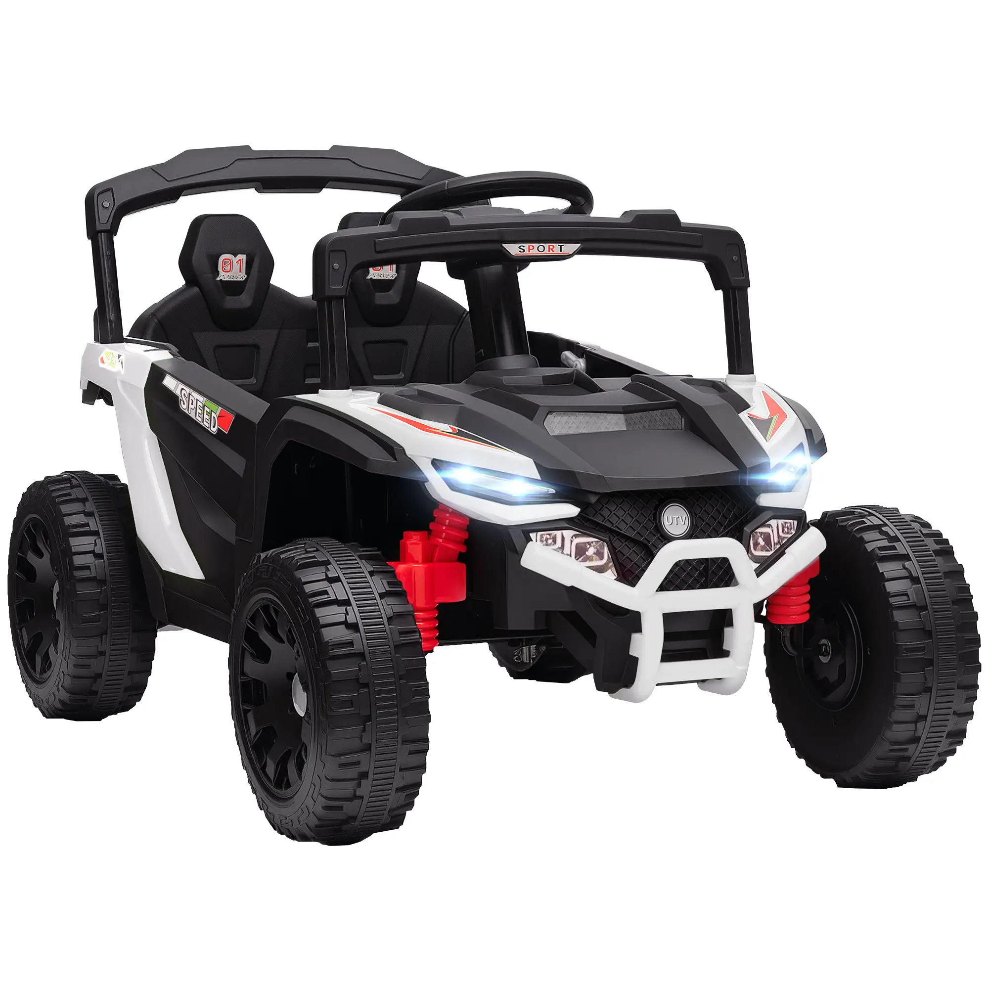12V Kids Ride On Truck, Dual Motors, Rear Suspension, Remote Control, White - Image 11
