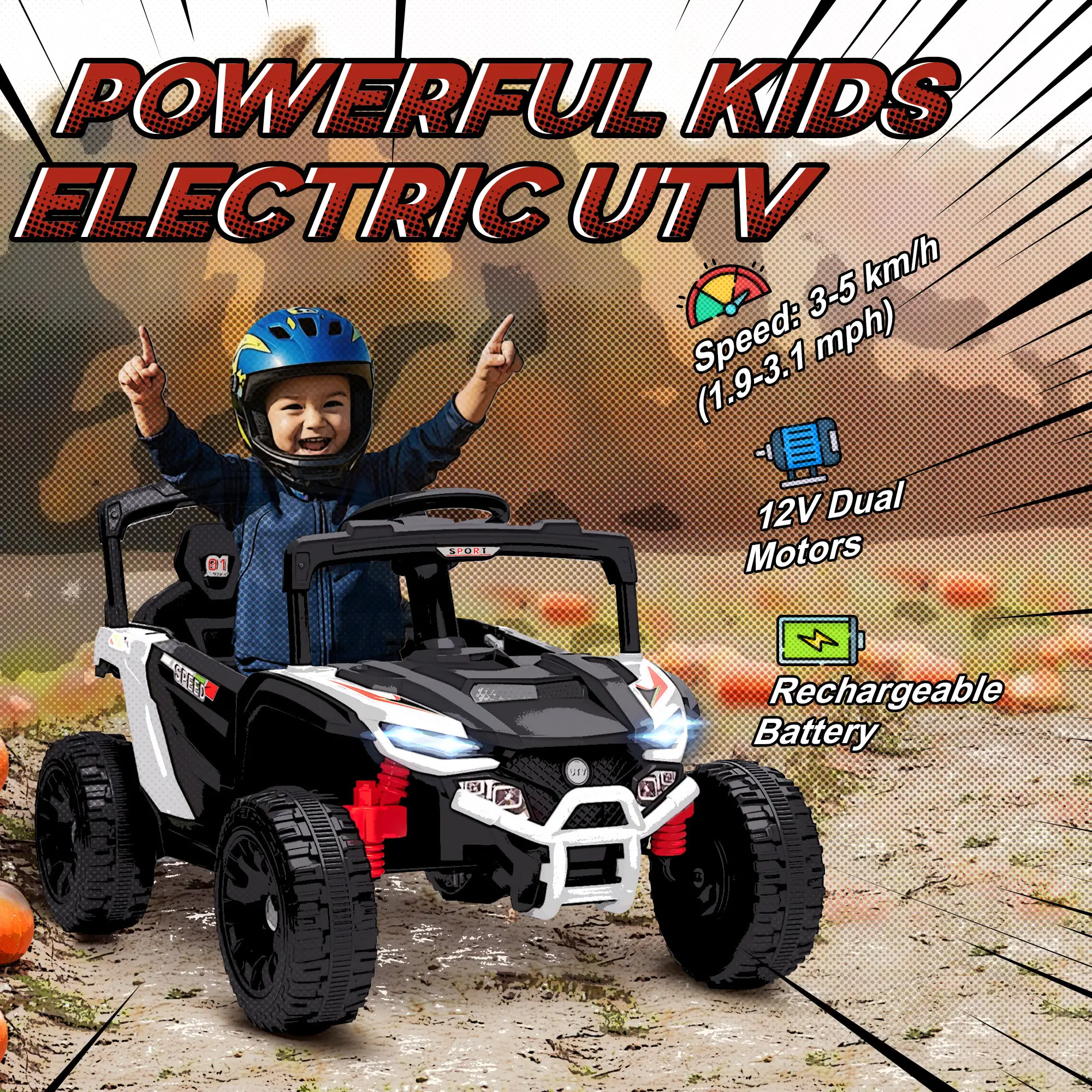12V Kids Ride On Truck, Dual Motors, Rear Suspension, Remote Control, White - Image 4