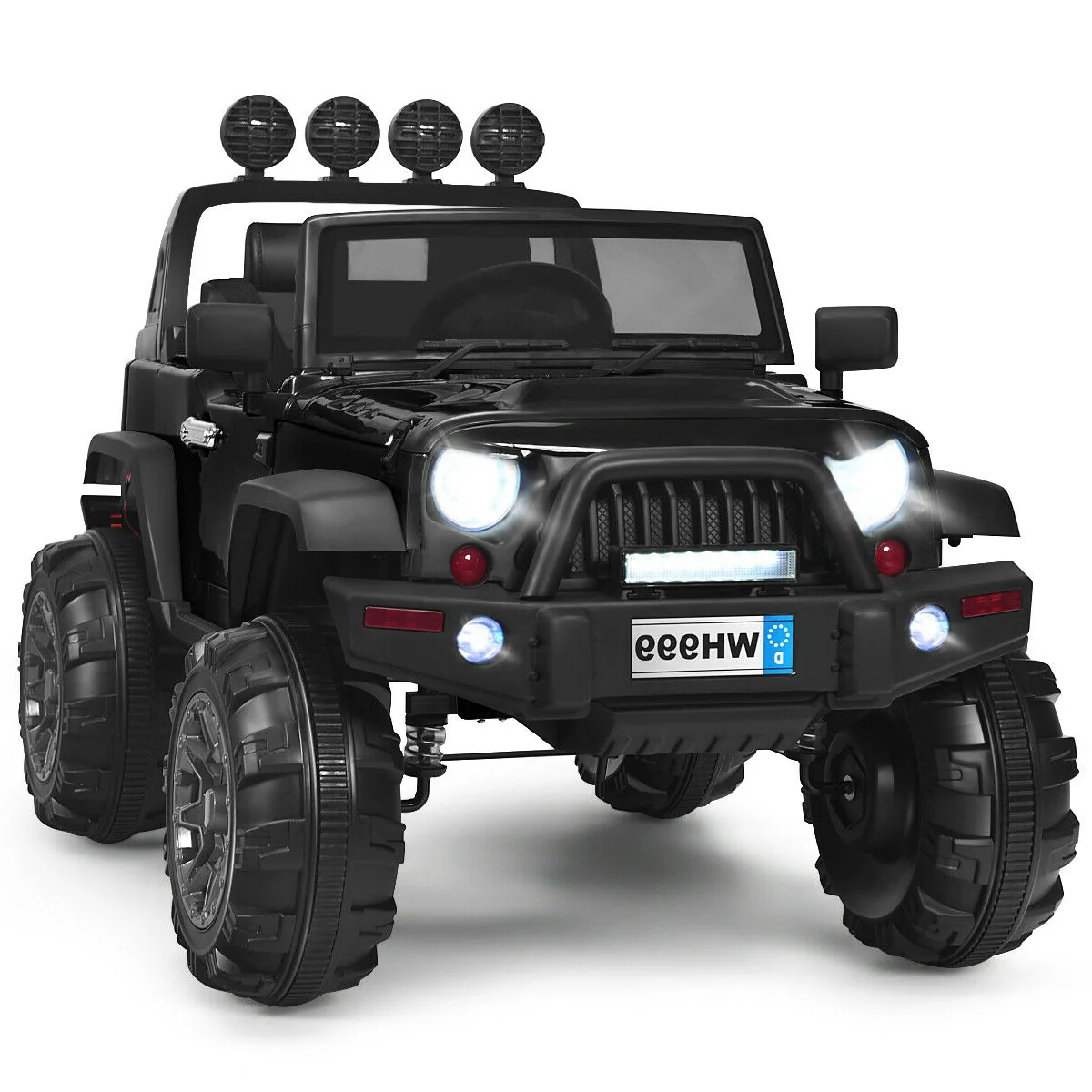 12V Kids Ride On Truck, Remote Control, Double Magnetic Door, Black