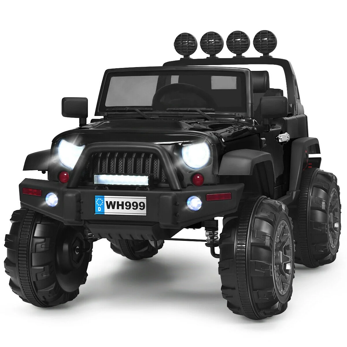 12V Kids Ride On Truck, Remote Control, Double Magnetic Door, Black - Image 5