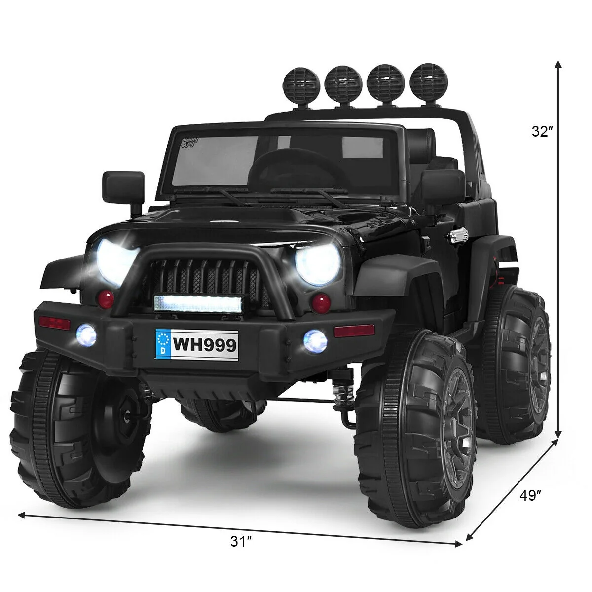 12V Kids Ride On Truck, Remote Control, Double Magnetic Door, Black - Image 6