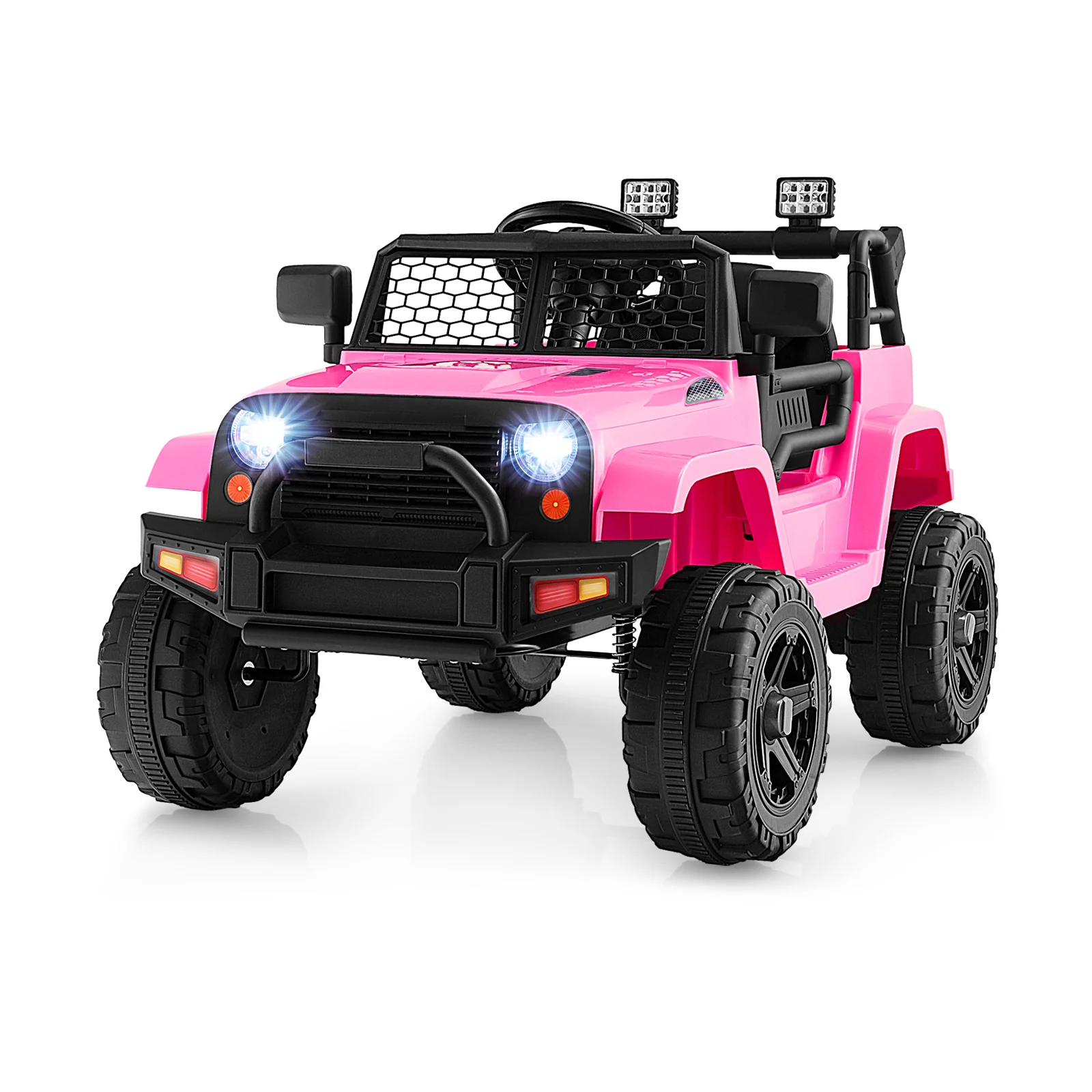 12V Kids Ride On Truck, Remote Control, Headlights, Pink