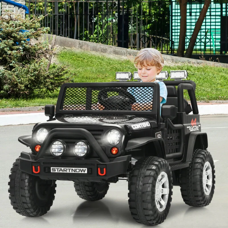 12V Kids Ride On Truck, Remote Control, Operation Lever, Black - Image 7