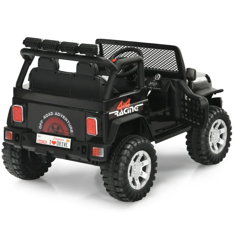 12V Kids Ride On Truck, Remote Control, Operation Lever, Black - Image 9